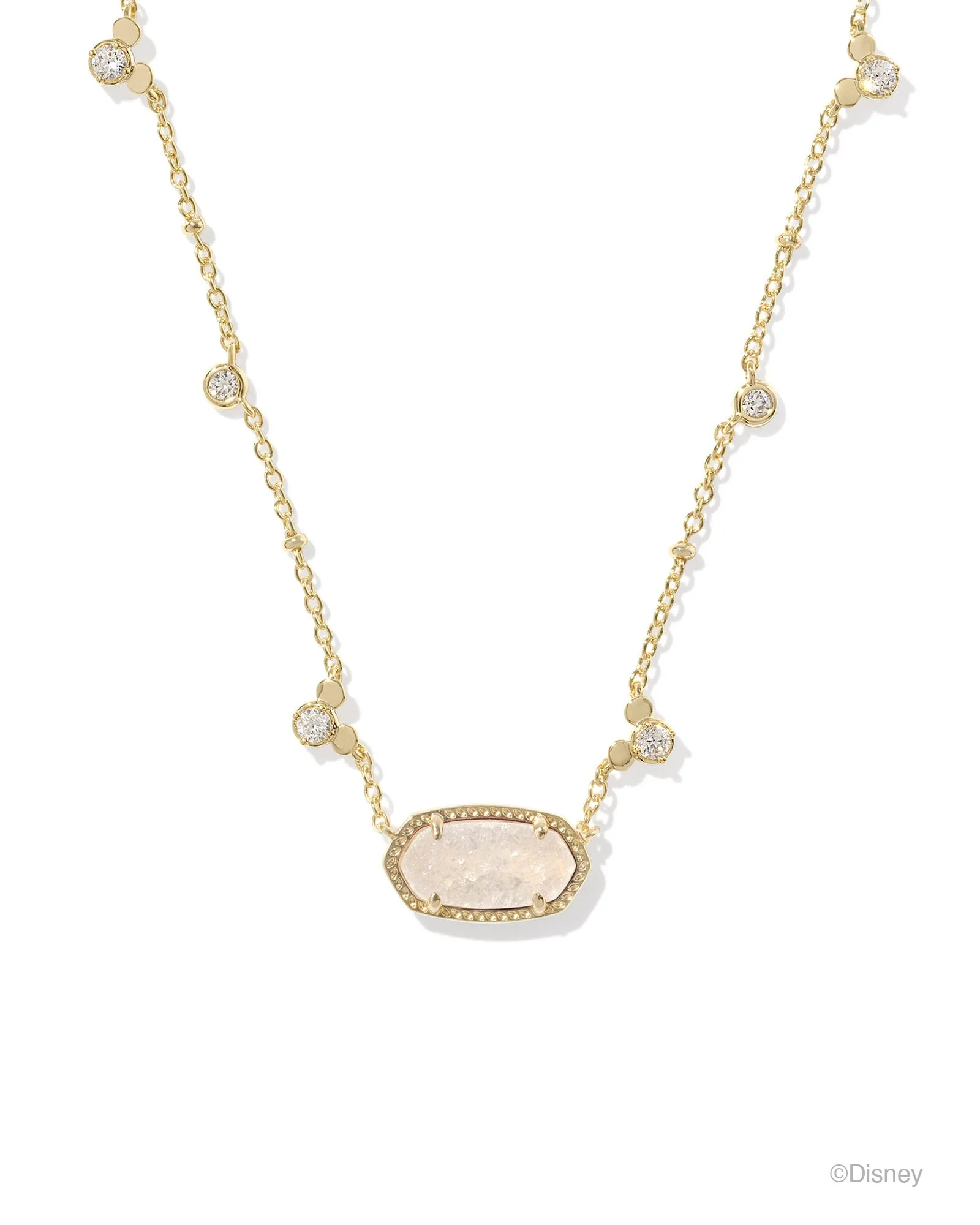 Disney | Kendra Scott Gold Mickey Mouse Elisa Short Pendant Necklace in Iridescent Drusy - 1