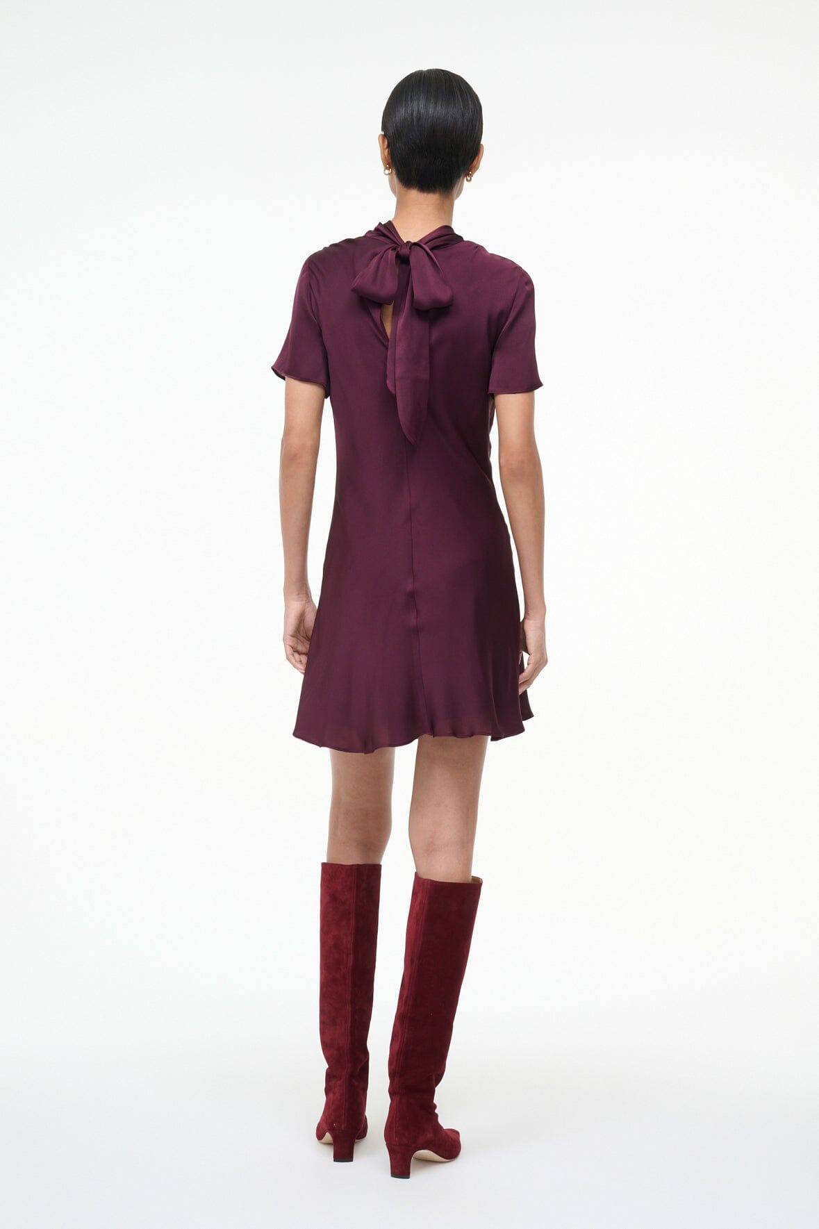 STAUD IRIS SILK DRESS SYRAH - 5