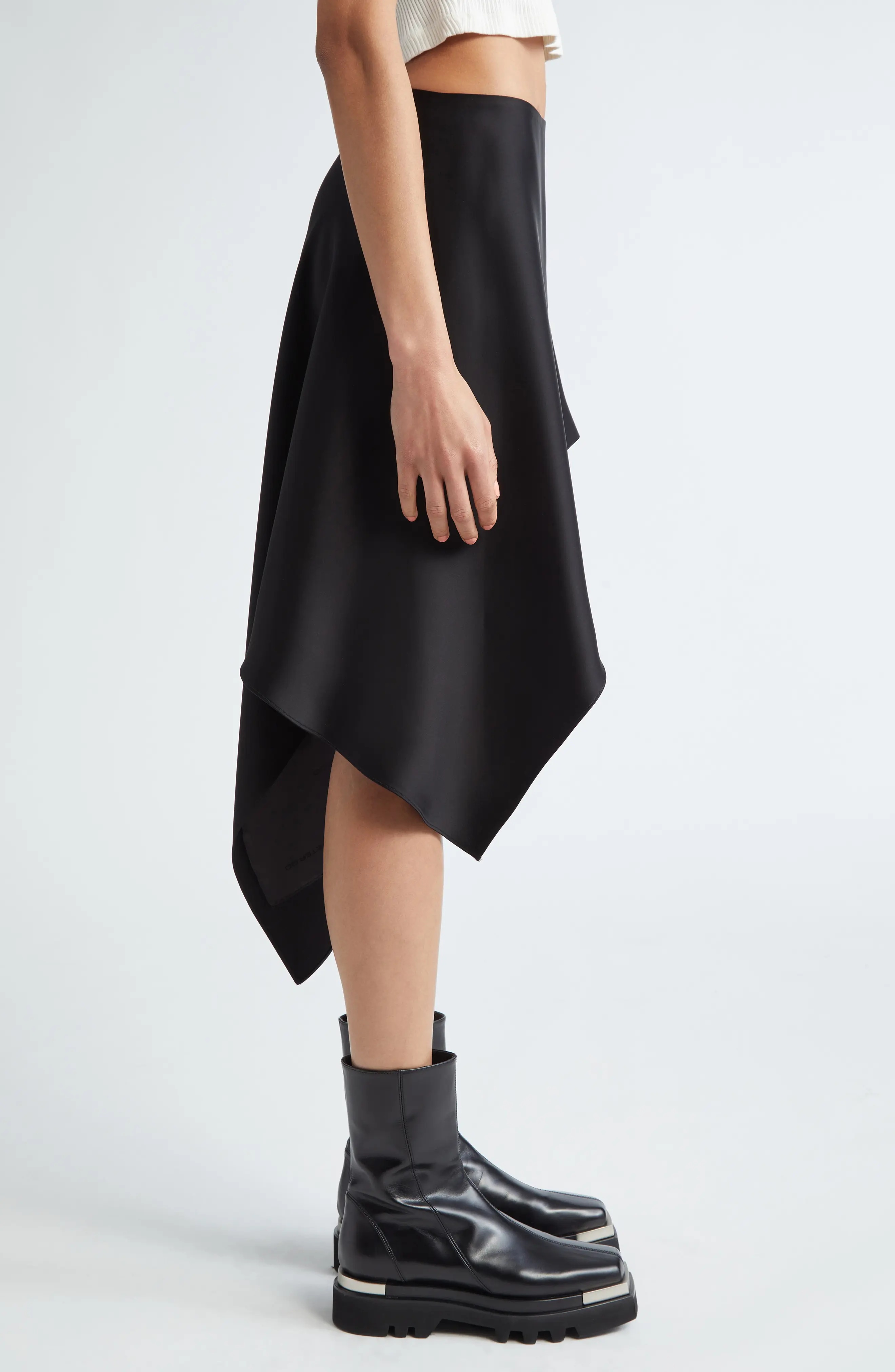 Asymmetric Satin Skirt - 4