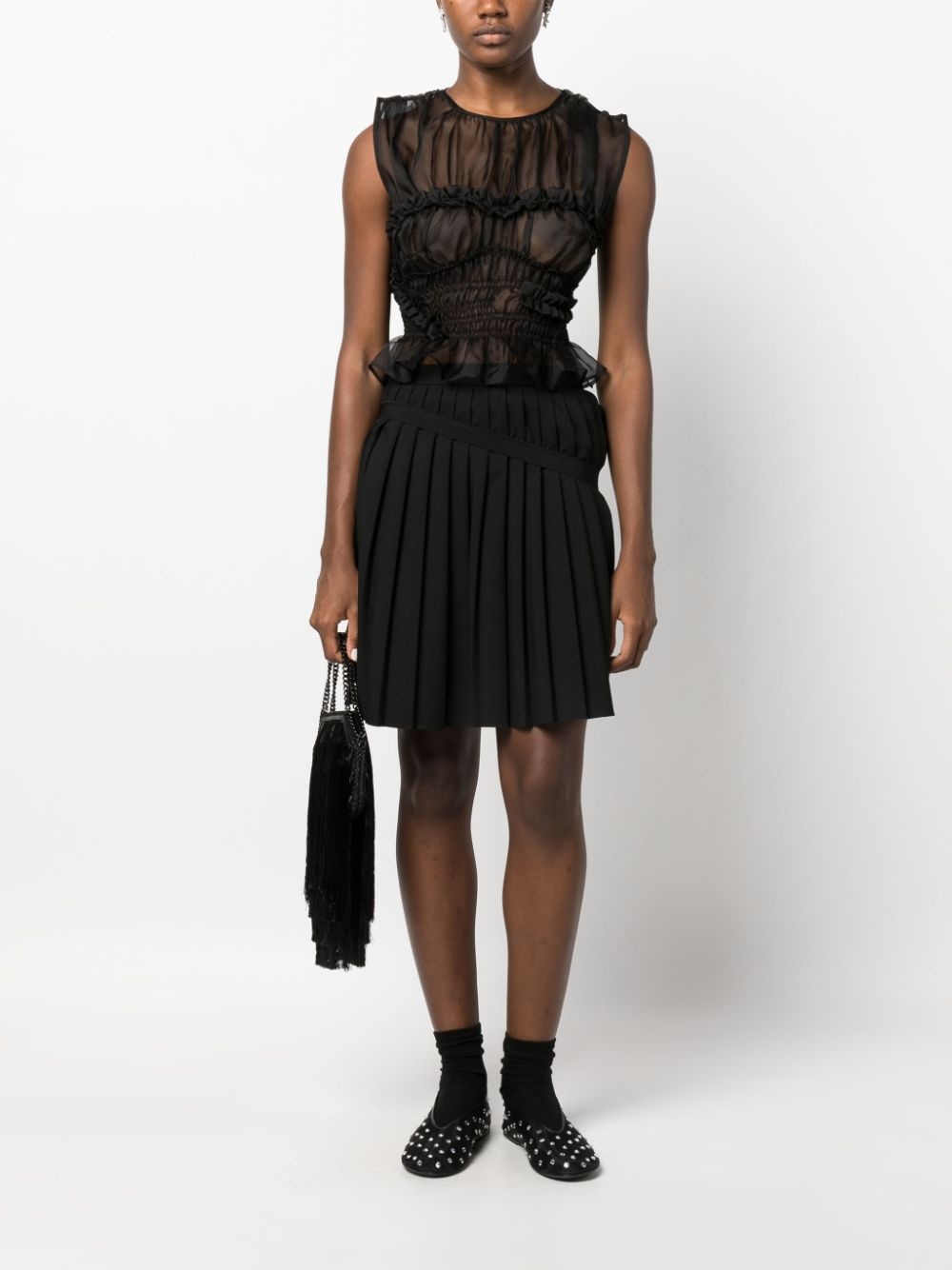 ruched sleeveless silk top - 2
