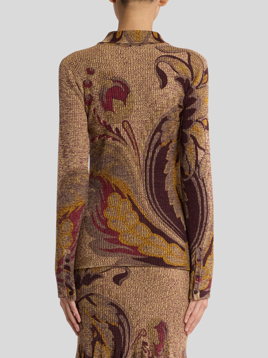 RIBBED WOOL CARDIGAN WITH DAFFODIL MOTIF - 5