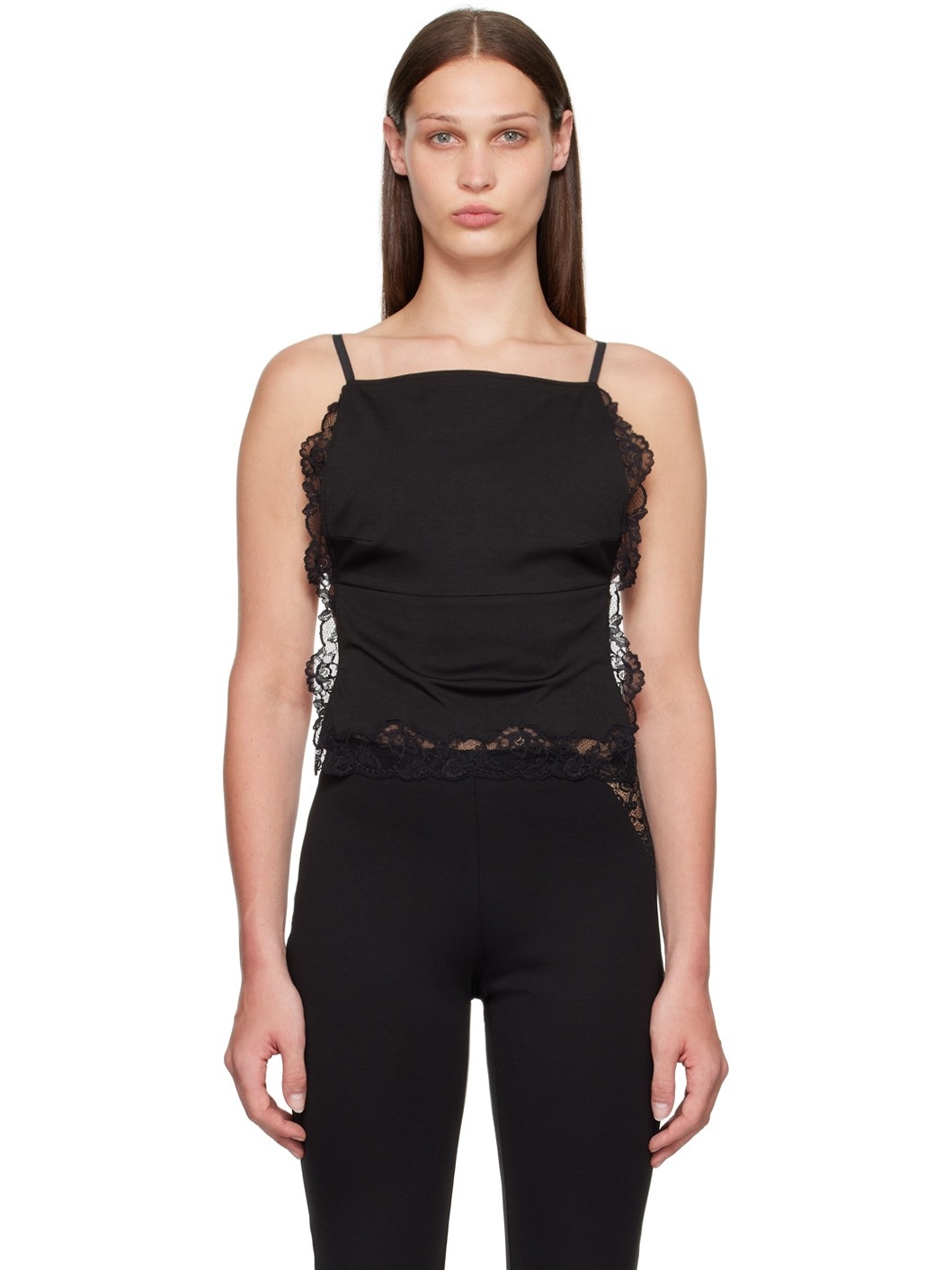 Black Square Neck Tank Top - 1