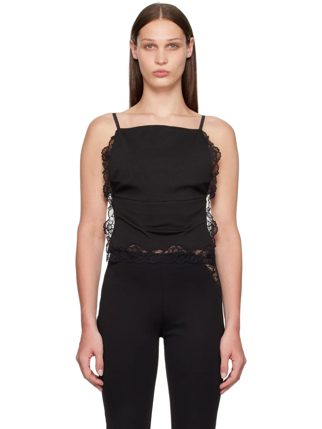 Black Square Neck Tank Top - 1