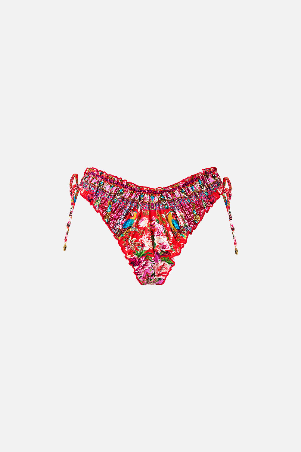 RUCHED SKIMPY BIKINI BOTTOM WITH TIE SIDES - 2