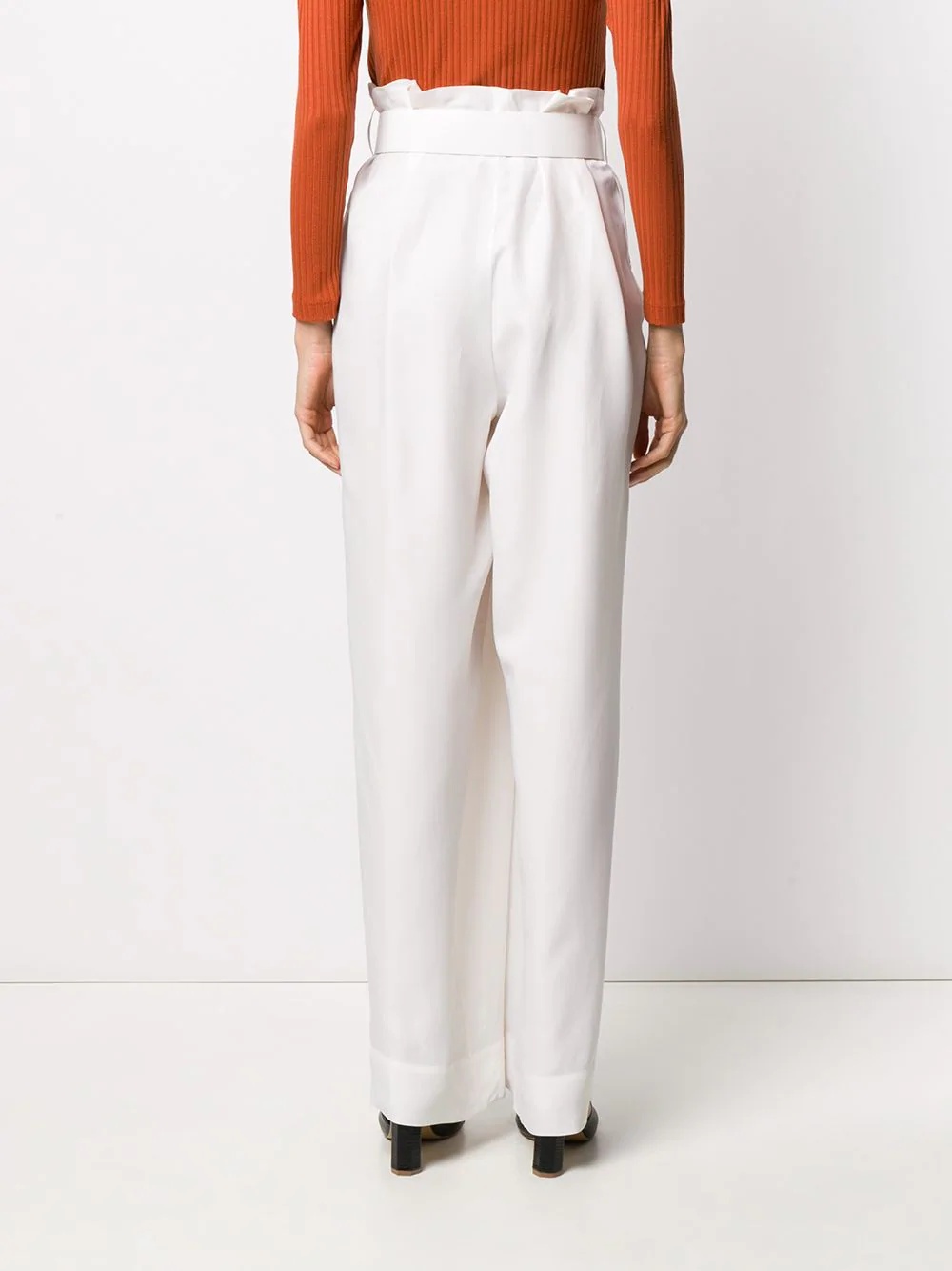 paper-bag waist flared trousers - 4