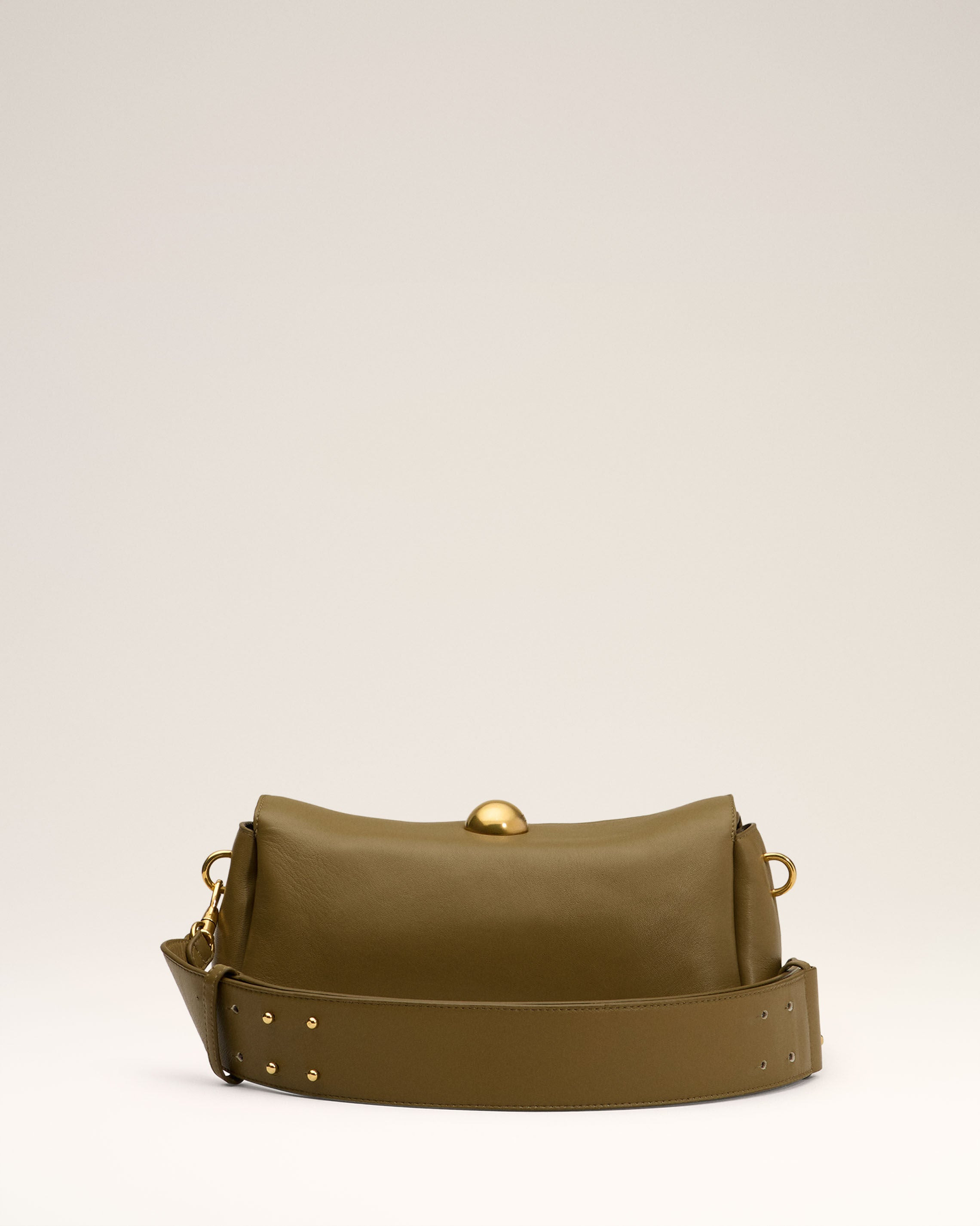 KHAKI LEATHER CARROUSEL BAG - 4