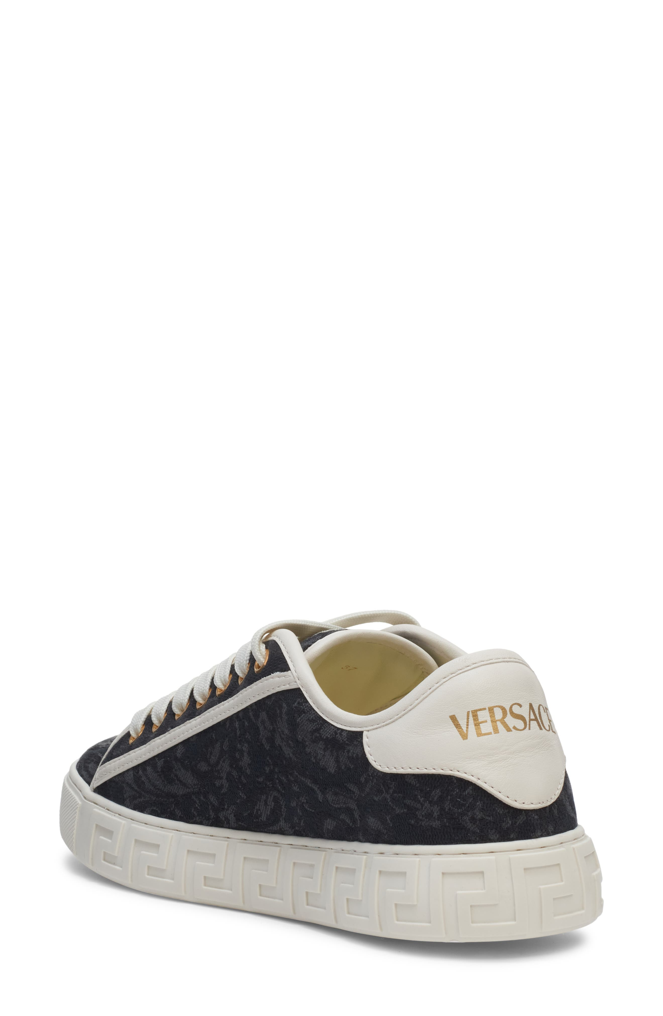 Versace Barroco Greca Jacquard Low Top Sneaker in Black/Off White at Nordstrom - 2