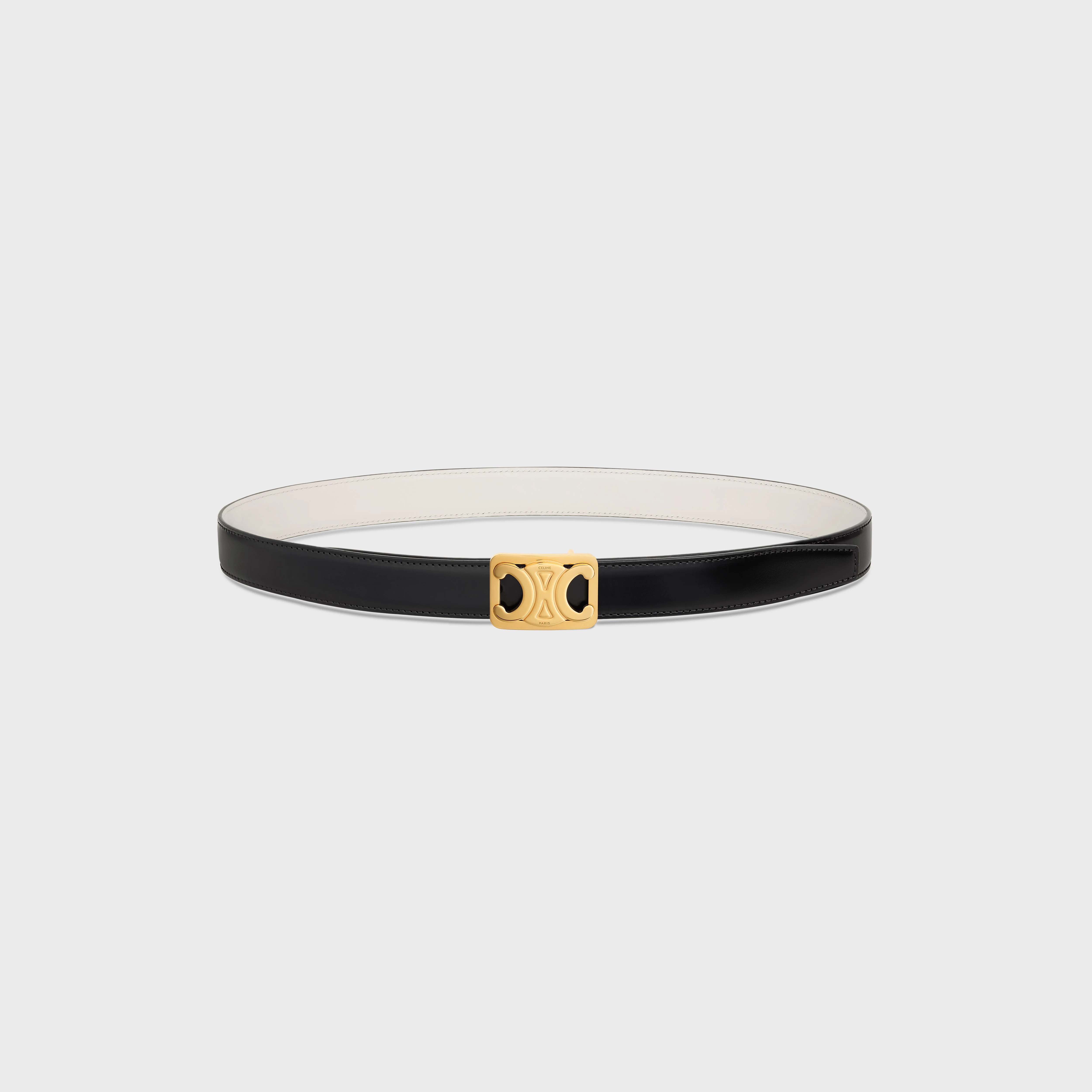 MEDIUM REVERSIBLE FRAMED TRIOMPHE BELT in TAURILLON AND NATURAL CALFSKIN - 3
