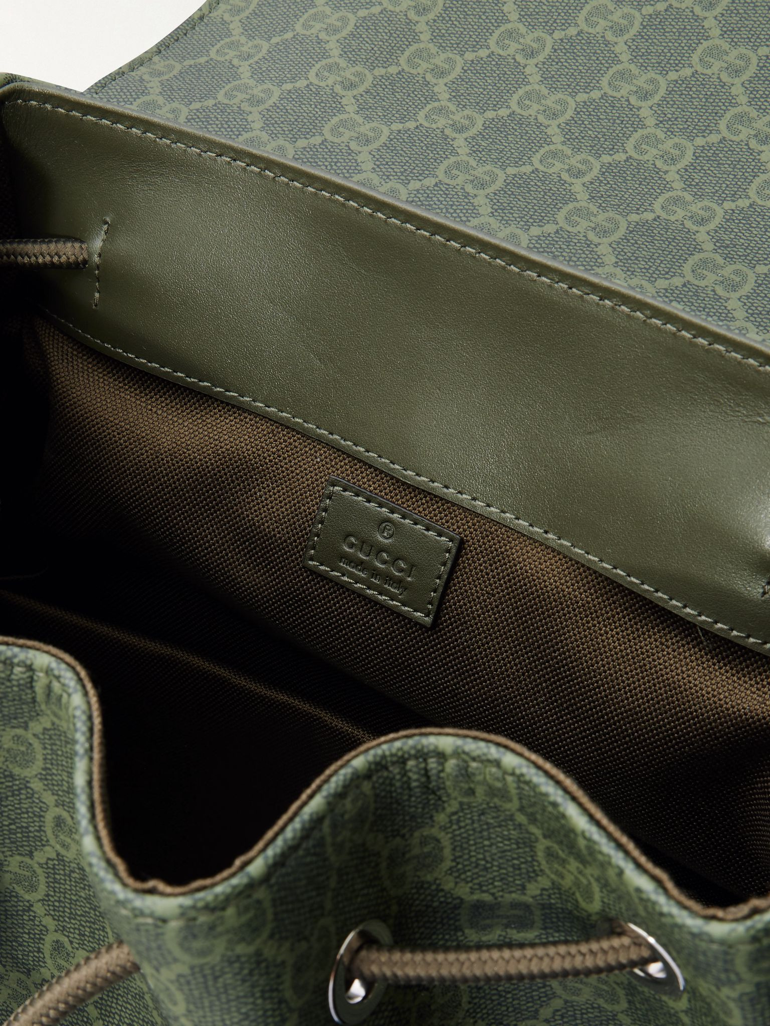 Leather-Trimmed Monogrammed Supreme Coated-Canvas Backpack Gray - 5