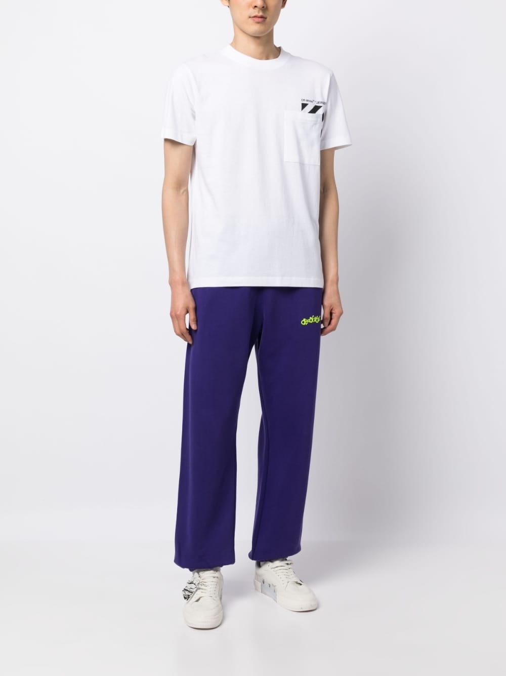 Diag-stripe cotton T-shirt - 2