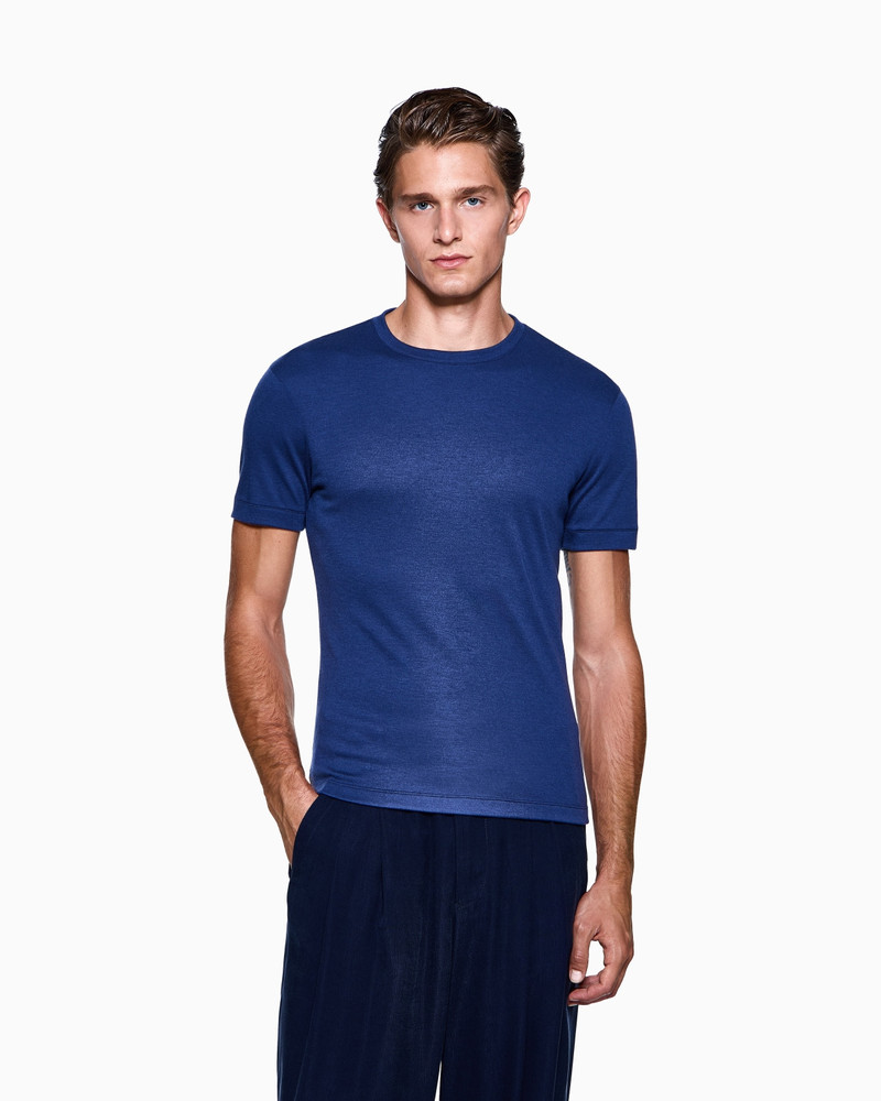 GIORGIO ARMANI ASV CREW-NECK, SHORT-SLEEVED JUMPER IN CASHMERE INTERLOCK outlook