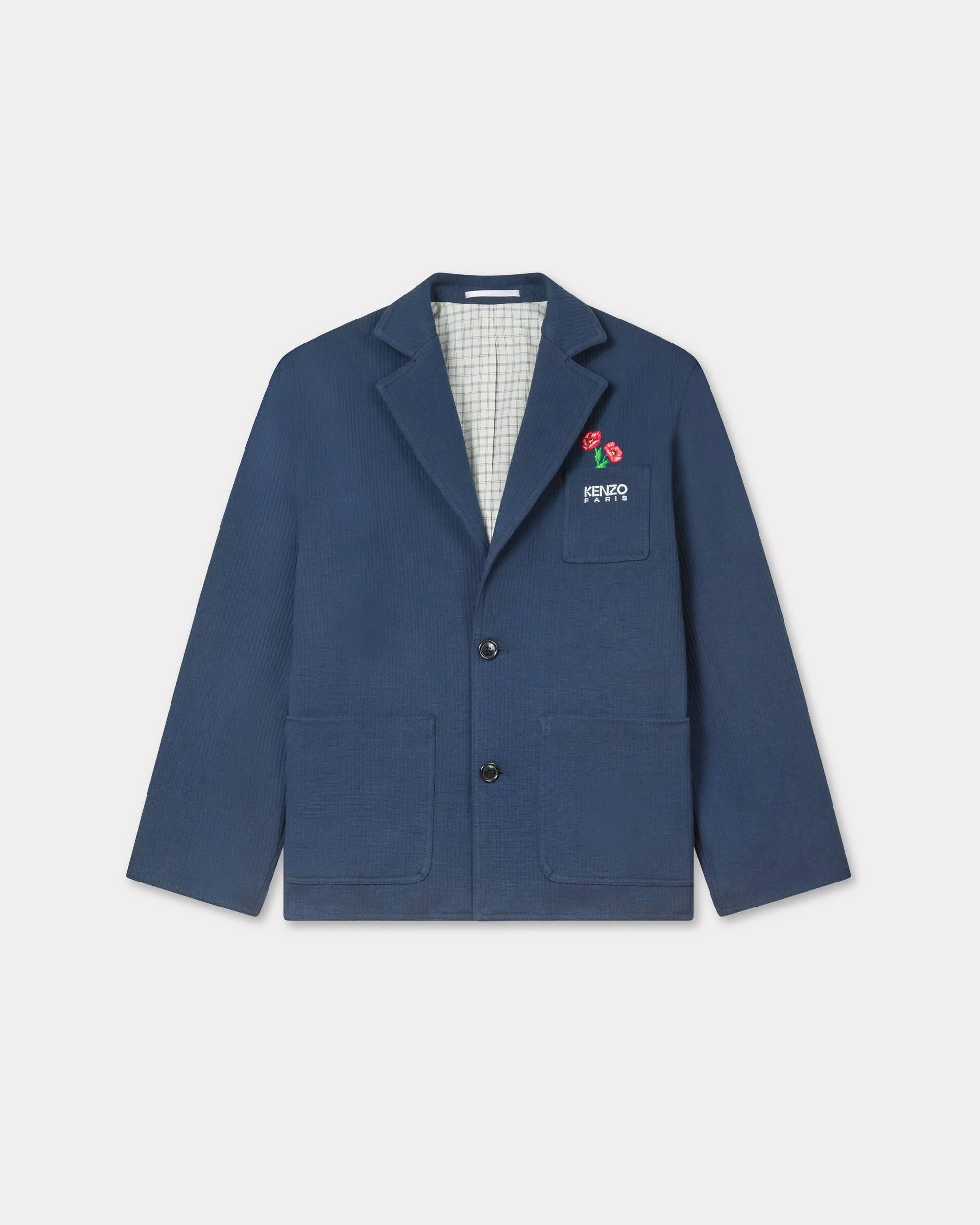'KENZO Archive Bouquet' embroidered workwear jacket in ribbed cotton - 1