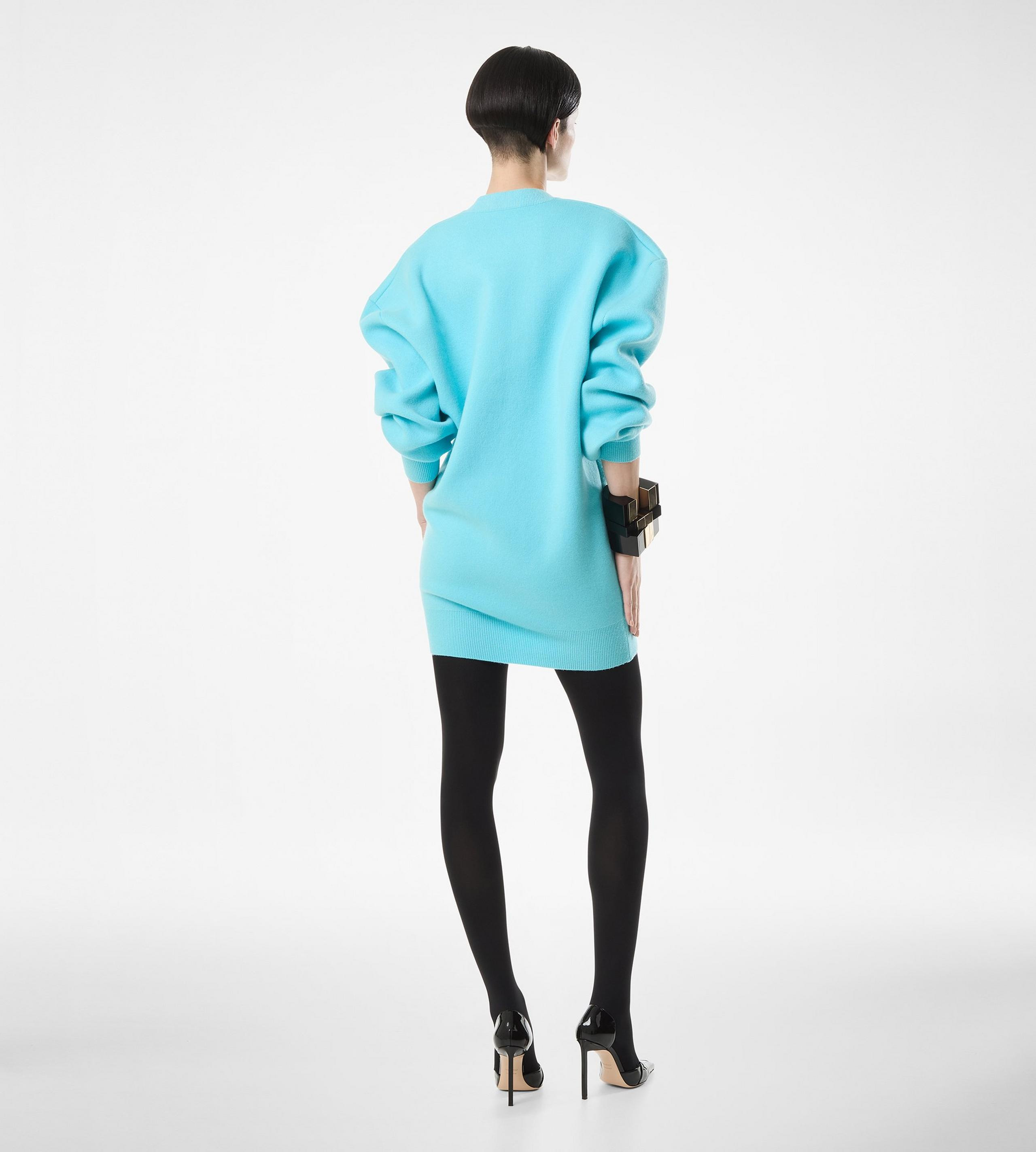 SCULPTURAL WOOL CASHMERE SWEATSHIRT MINI DRESS - 4