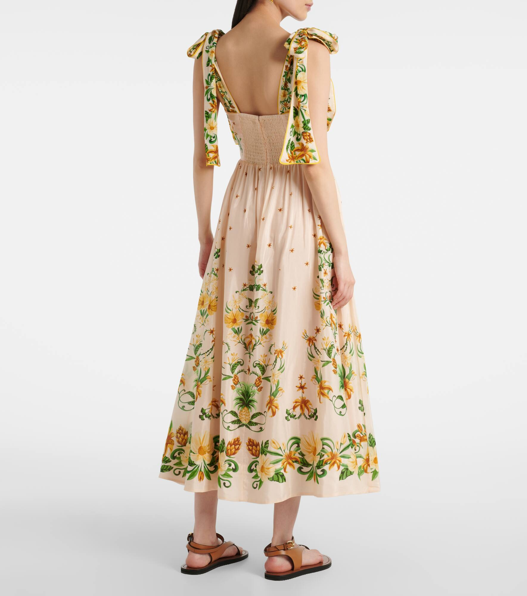 Floral cotton-blend midi dress - 3