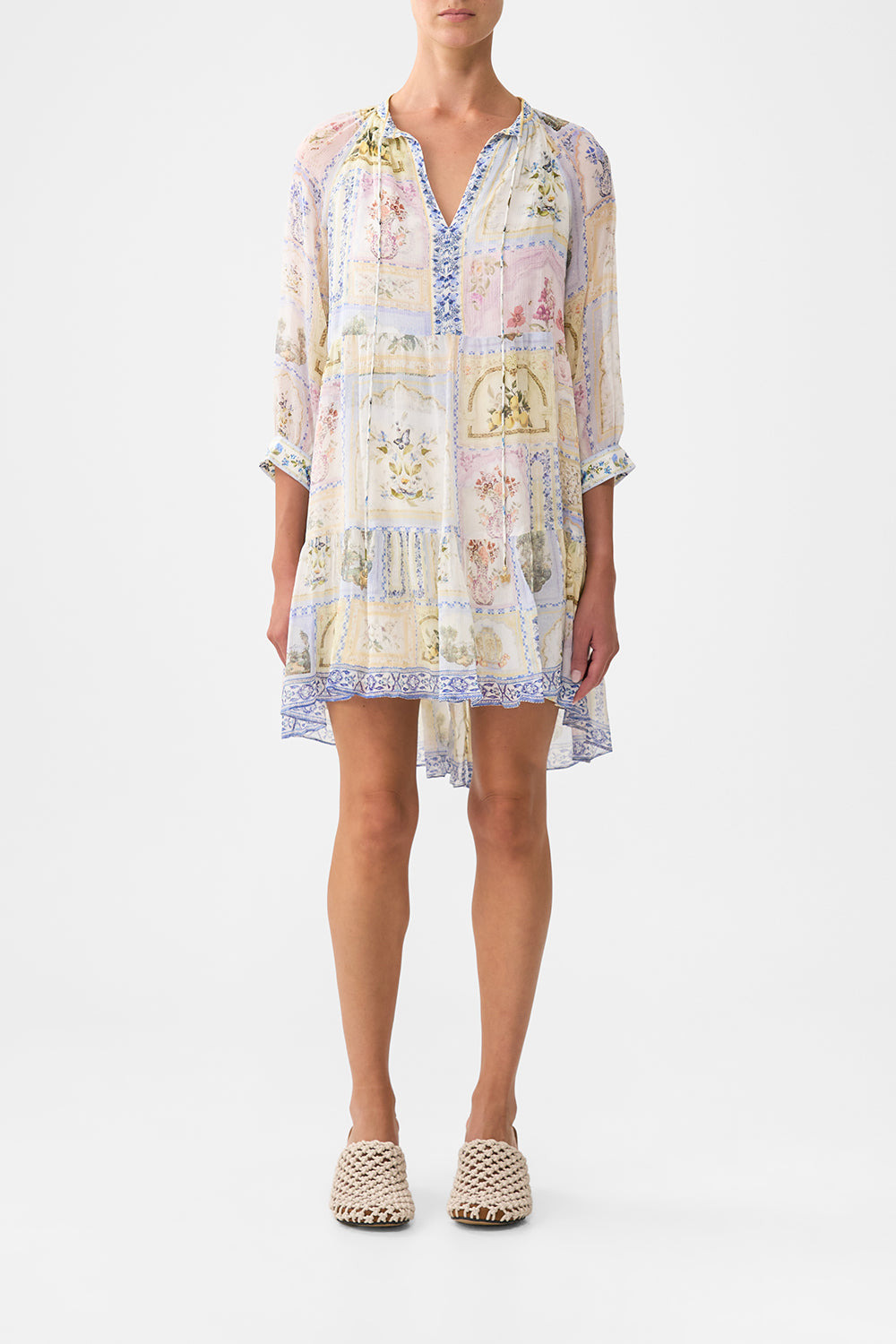 SHORT GATHERED PANEL DRESS - 2