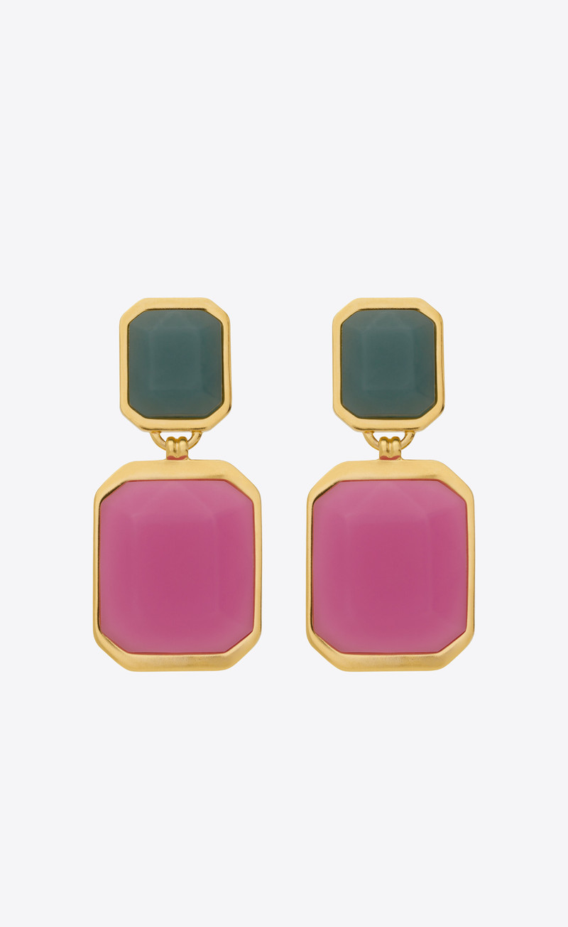 octagon earrings in metal and resin 1