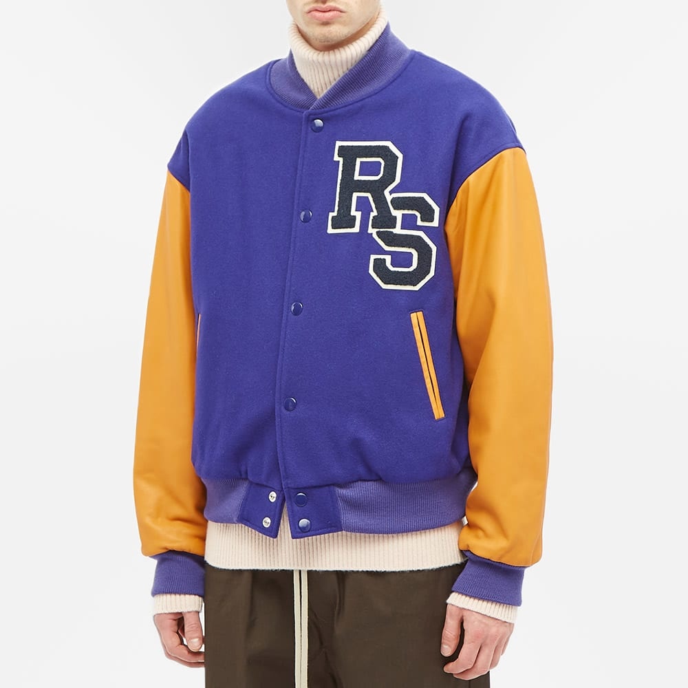 Raf Simons Leather Sleeve Varsity Jacket - 5