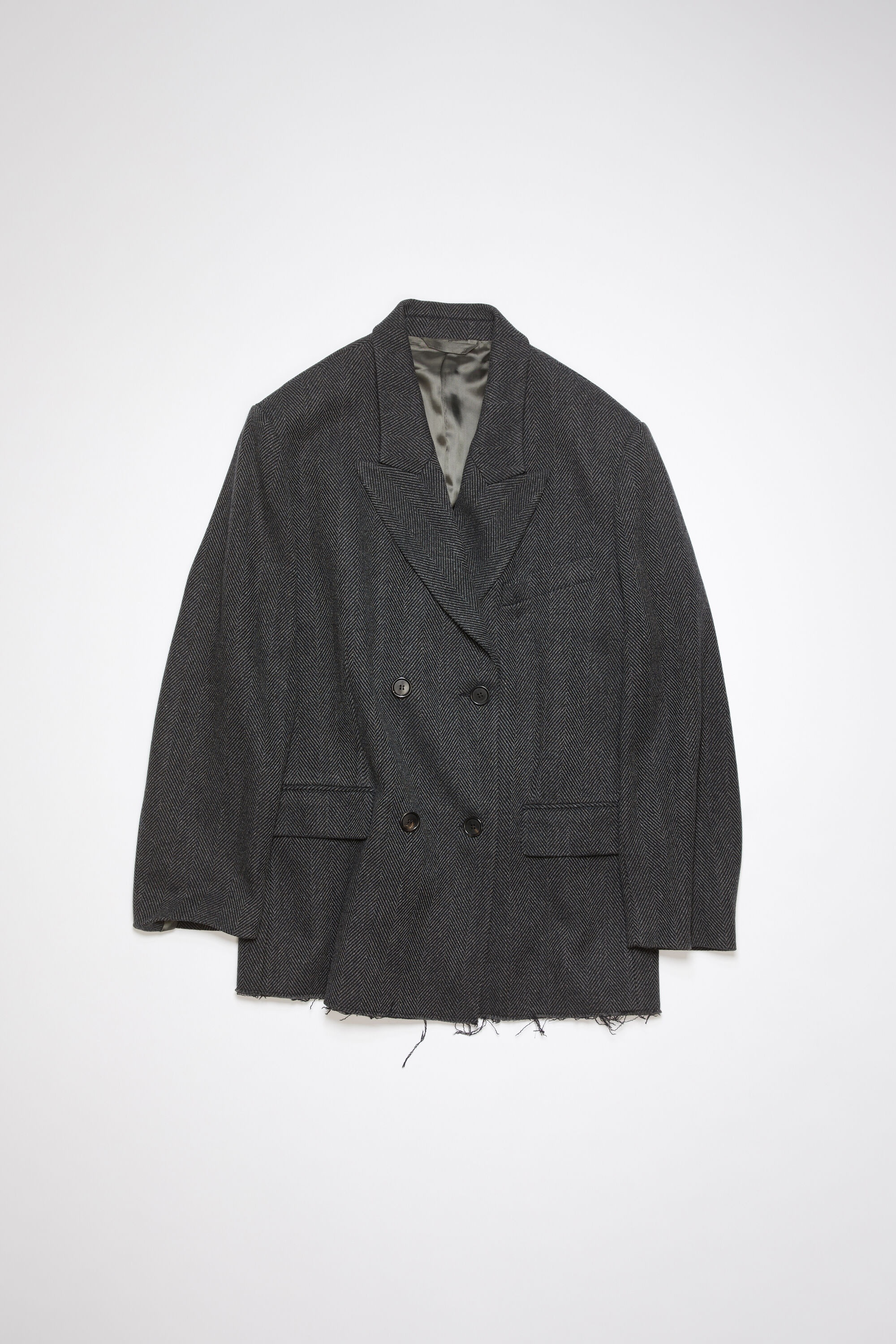 Double-breasted wool jacket - Grey/black - 7