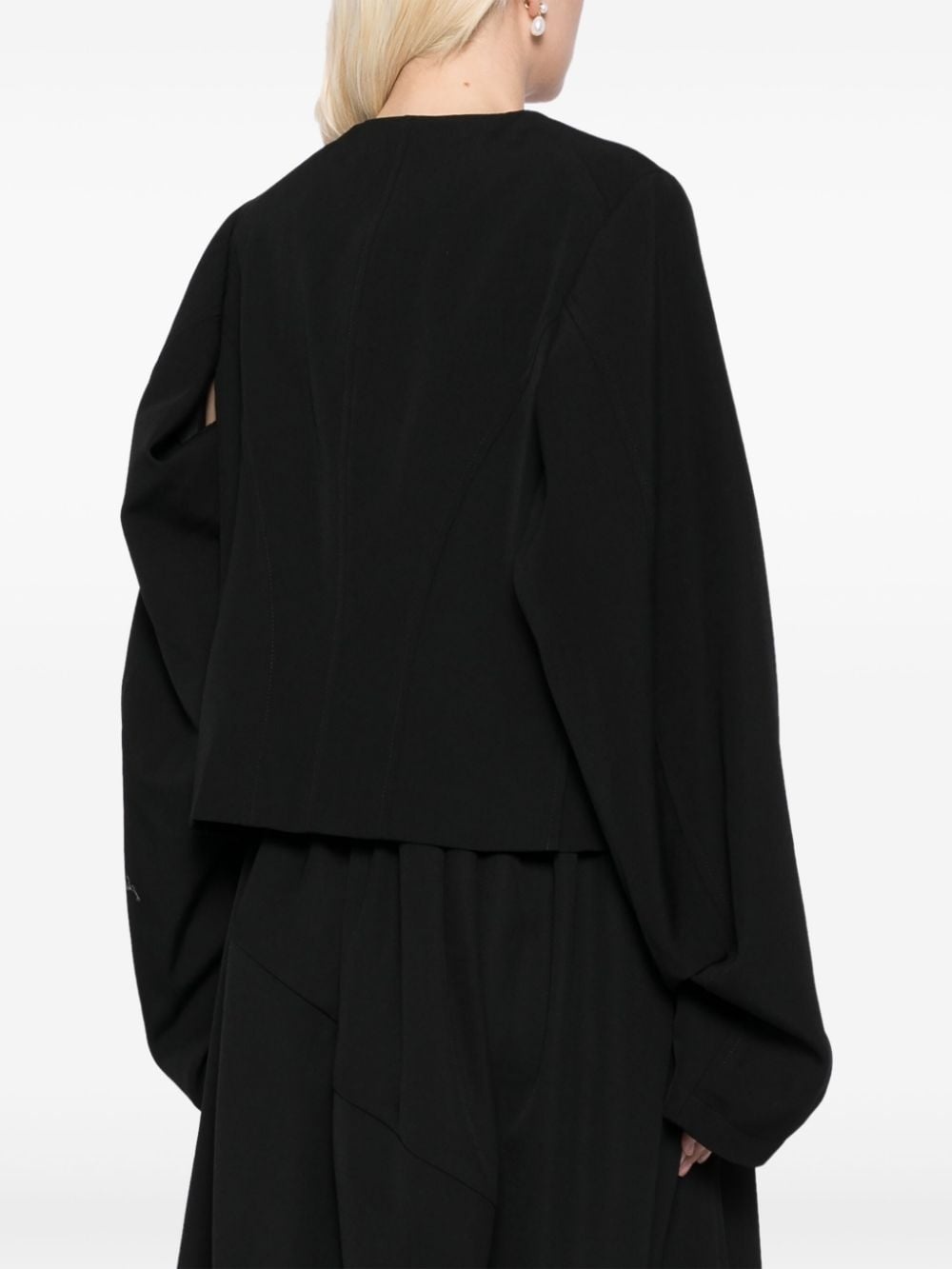 cut-out wool jacket - 4
