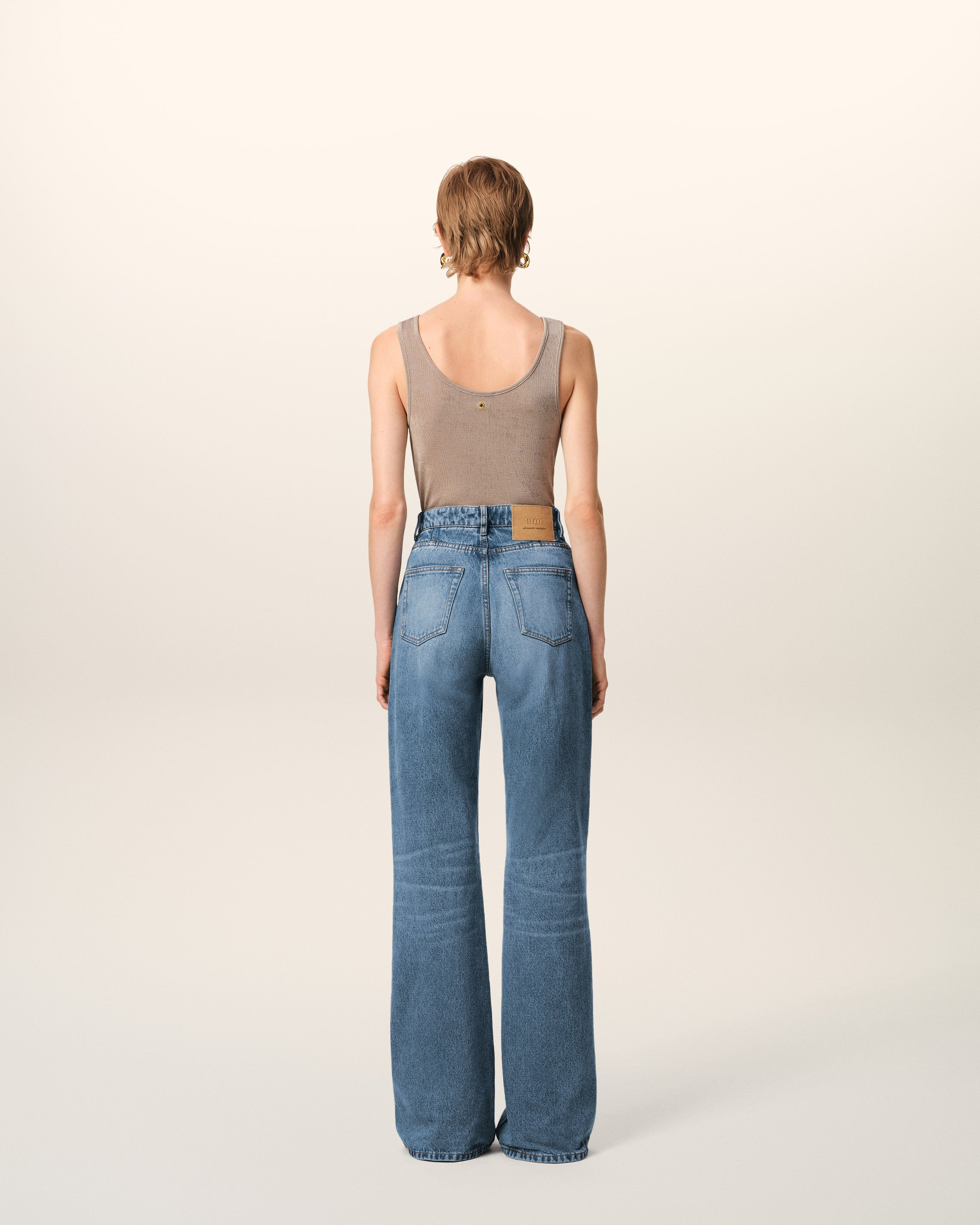 BLUE COTTON FLARE FIT JEANS - 4