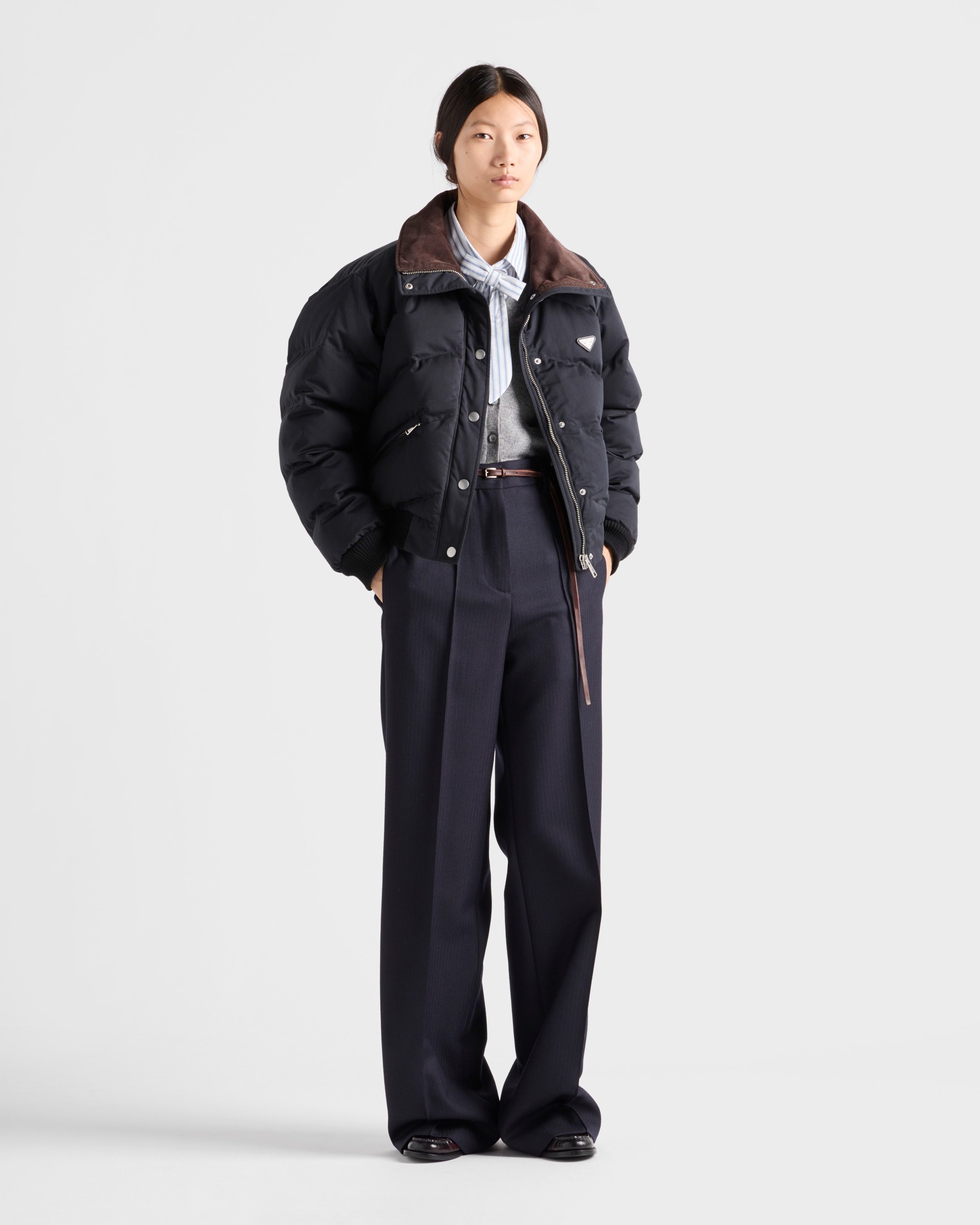 Cropped compact poplin down jacket - 2