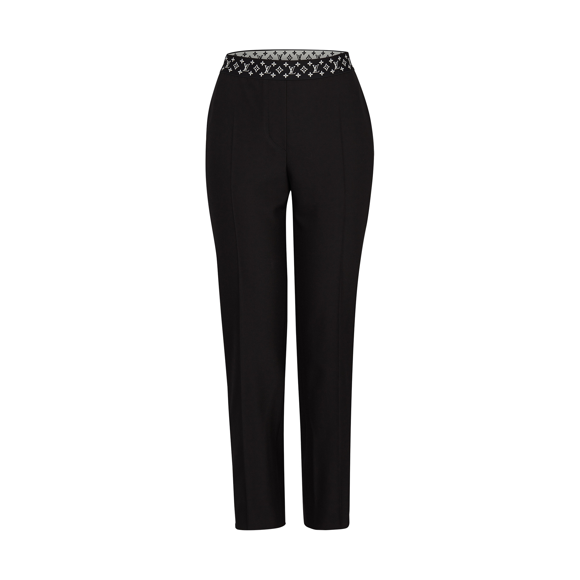 Straight Cut Pants With Monogram Elastic Belt - 1