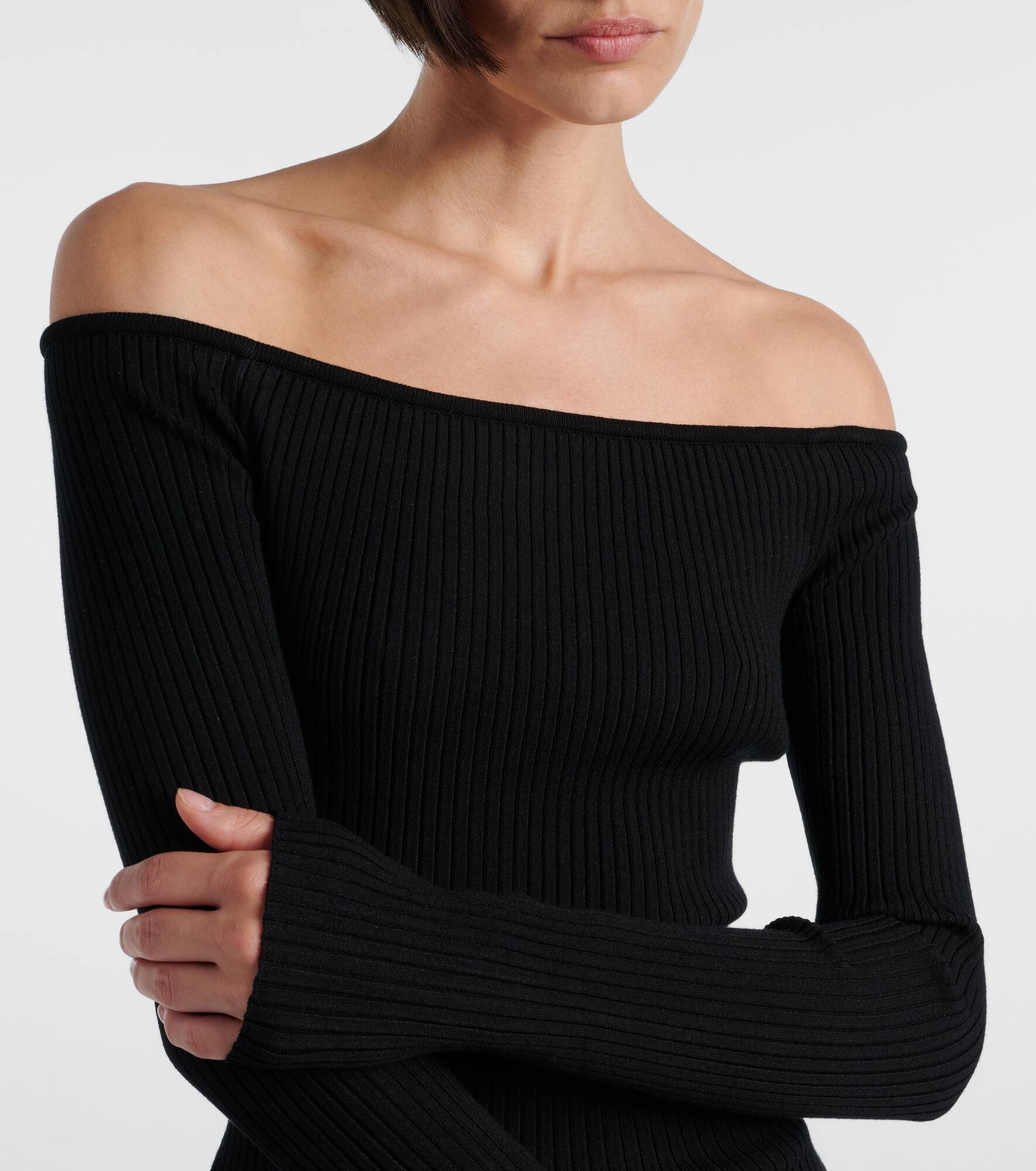Off-shoulder ribbed-knit top - 4