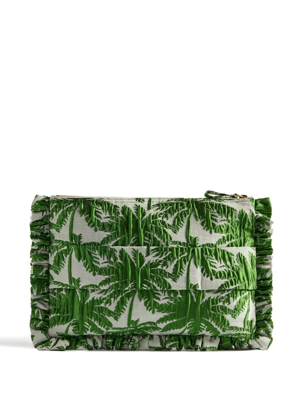 ruffled palm-print clutch bag - 4