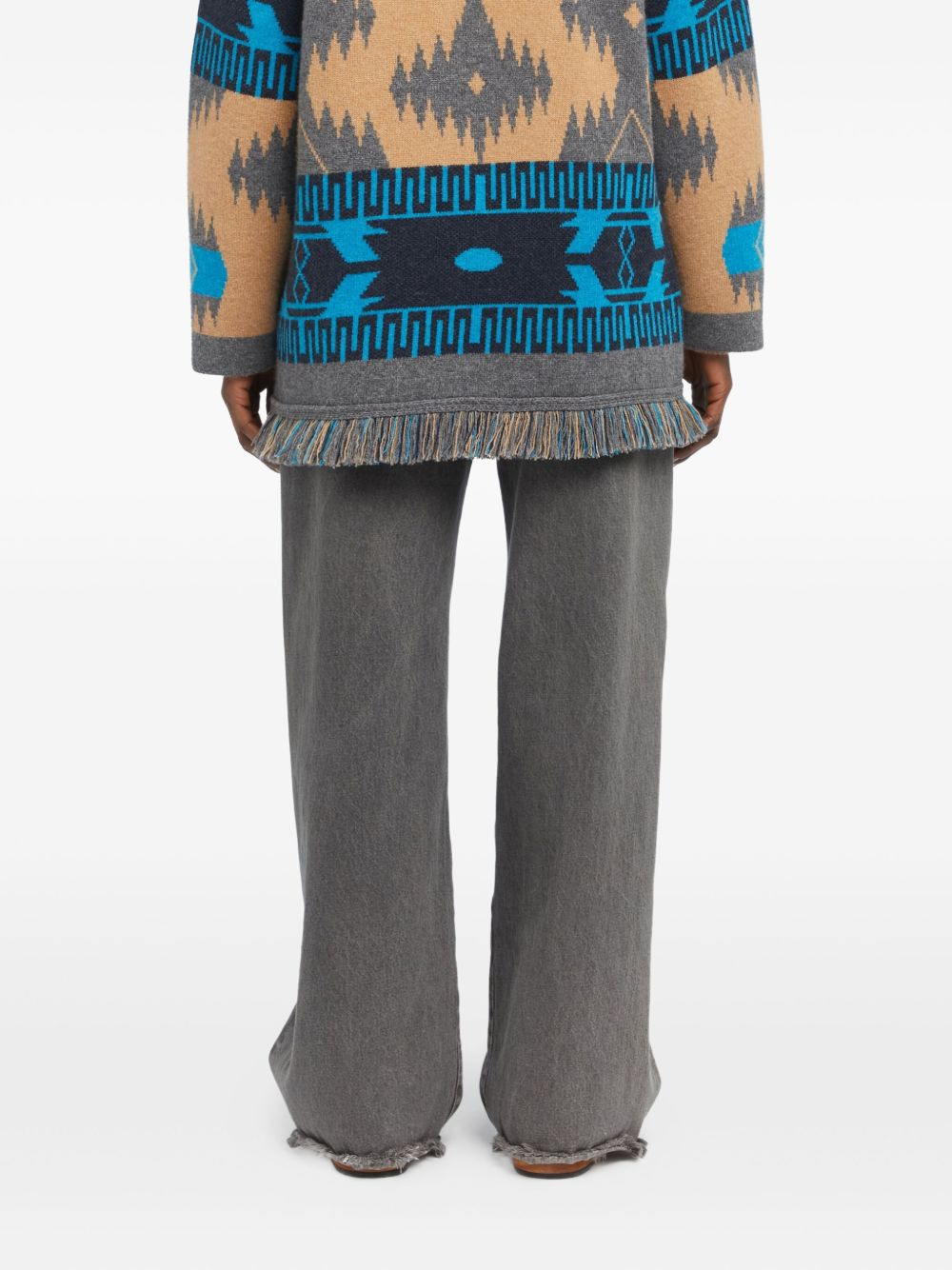Icon jacquard fringed cardigan - 4