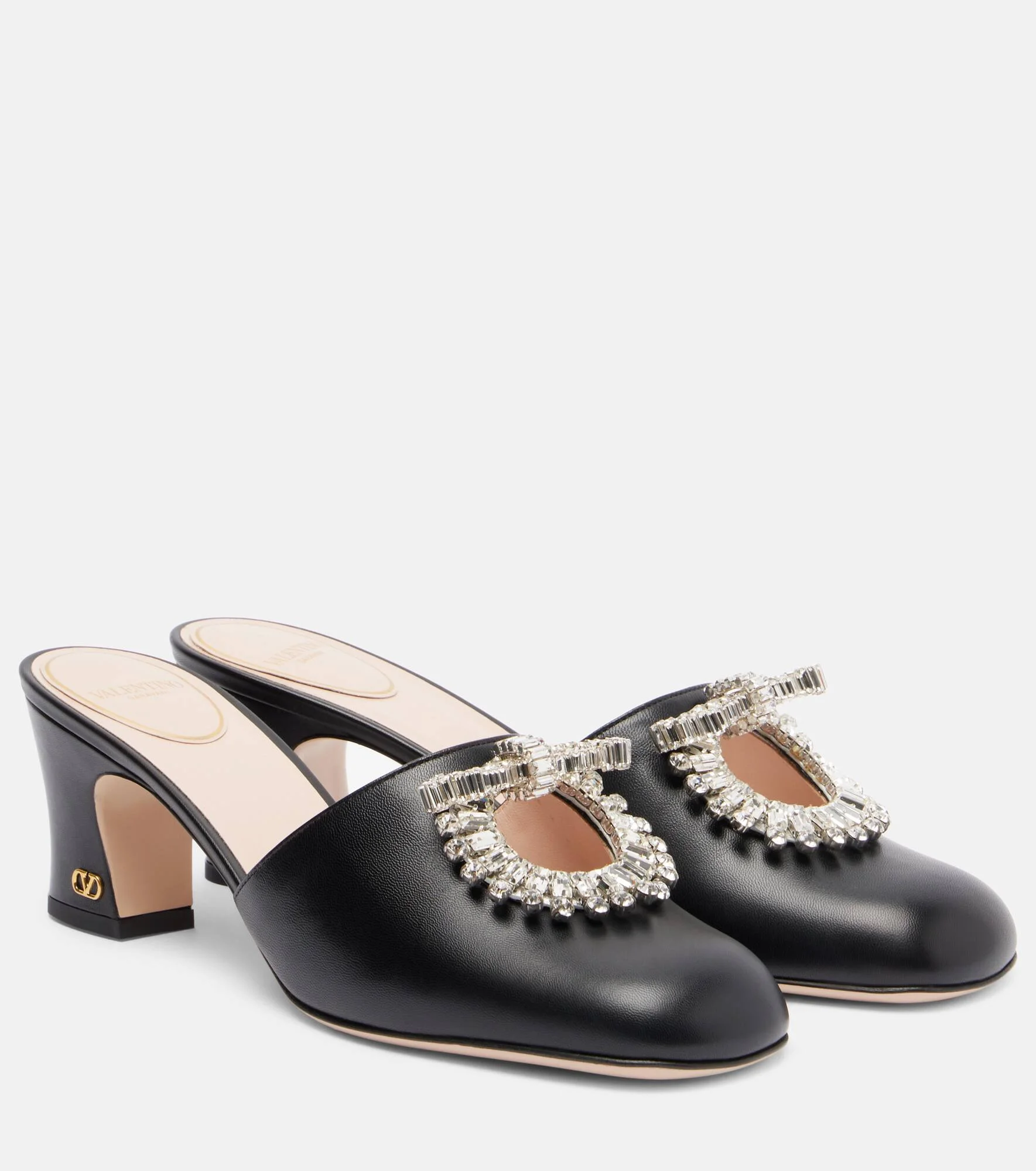 Adamantine 60 embellished leather mules - 1