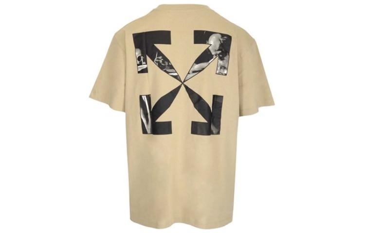 Off-White SS22 Geometry Arrow Printing Round Neck Short Sleeve Beige OMAA038S22JER0071710 - 2