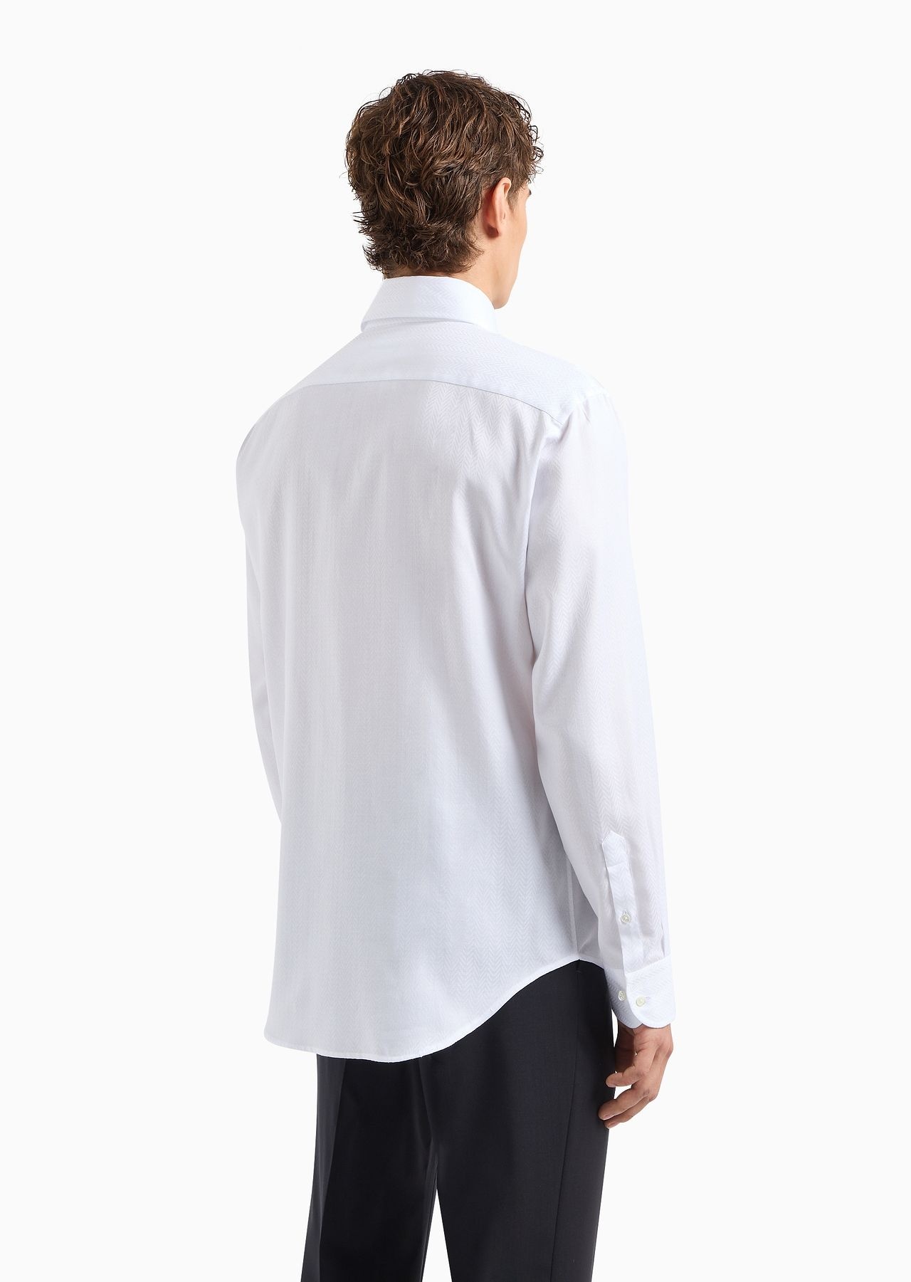 Herringbone motif jacquard cotton shirt - 3