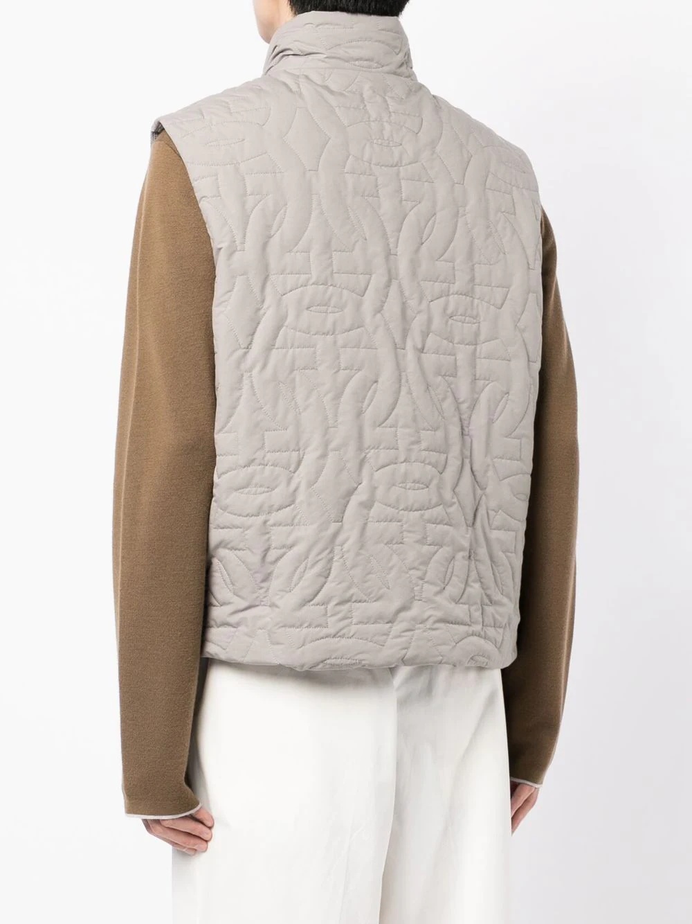 quilted funnel neck gilet - 4