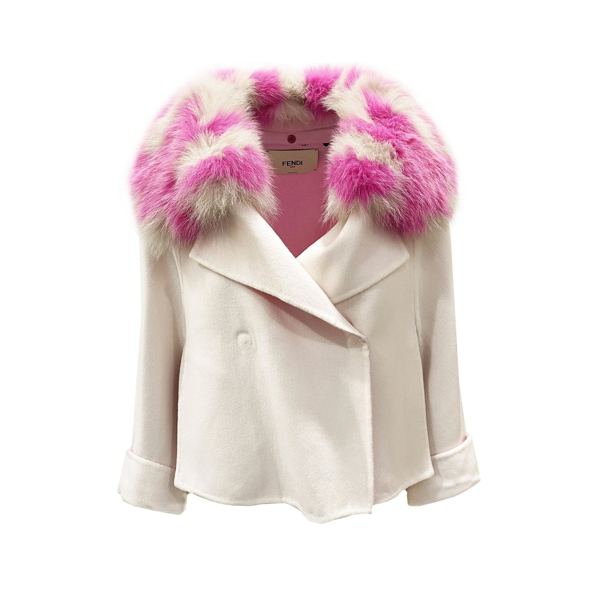 Fendi Fur Collar Cashmere Cape Jacket Women - 3