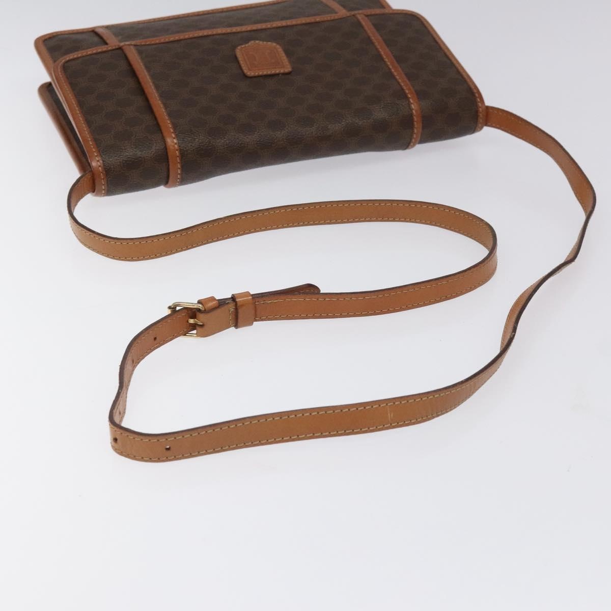 CELINE Macadam Canvas Shoulder Bag Pvc Leather Brown - 7