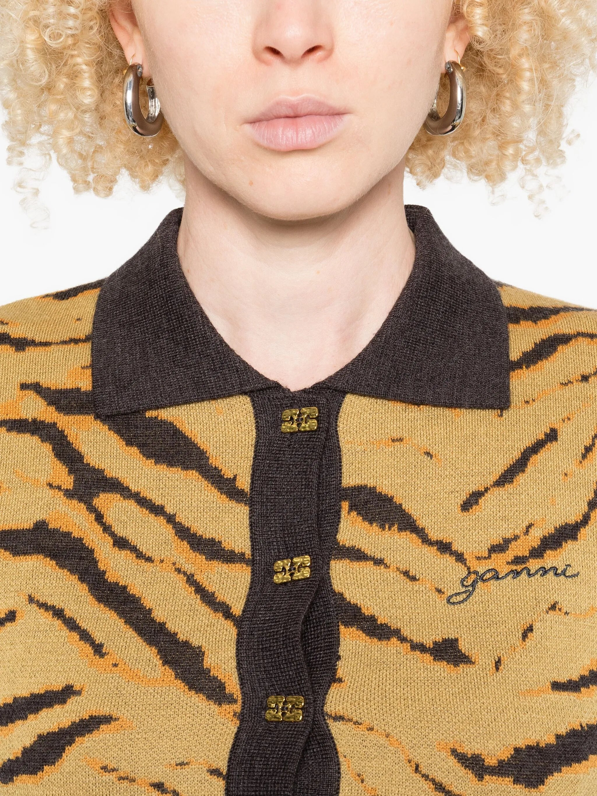 zebra-print polo top - 5