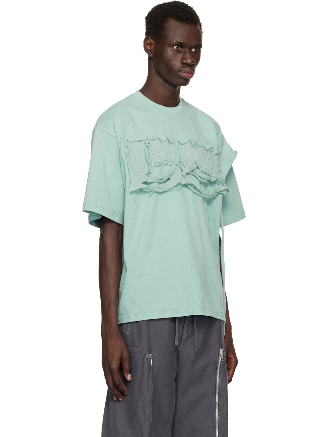 Blue Distressed Oversized T-shirt - 2