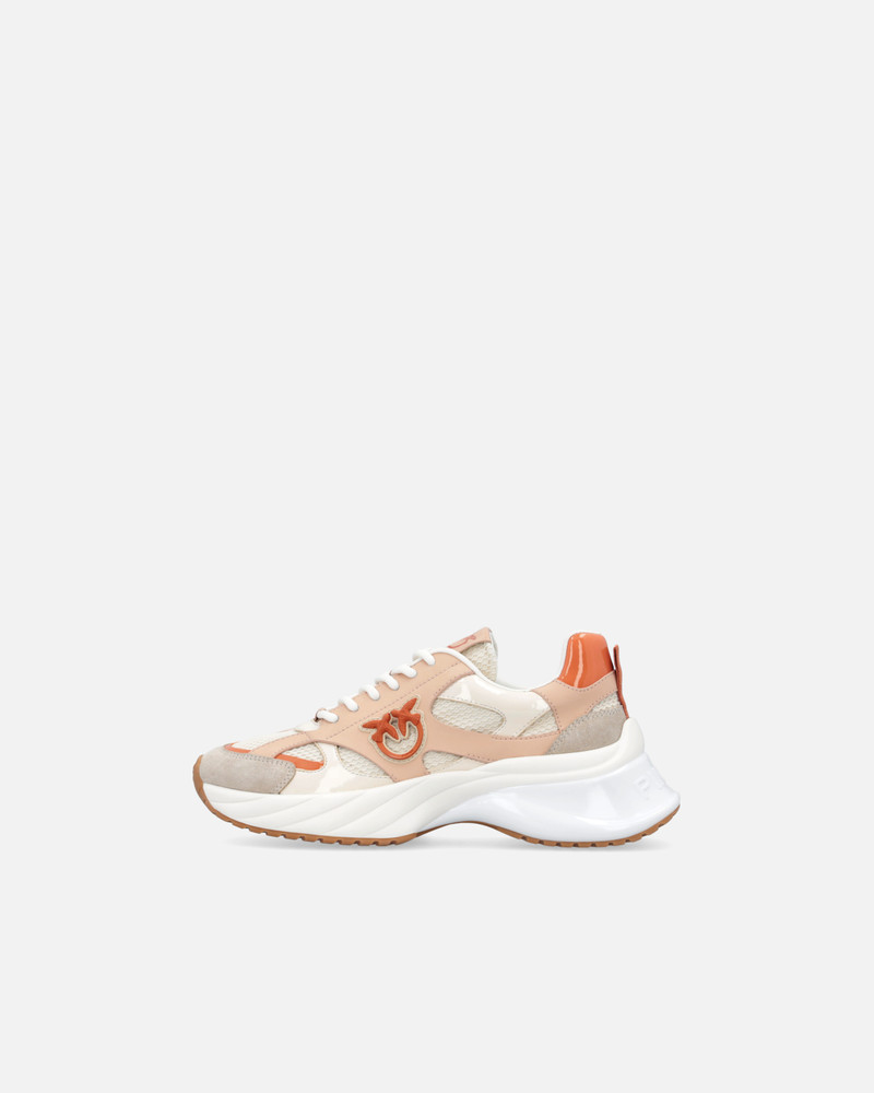 PINKO NEUTRAL-COLOURED ARIEL SNEAKERS WITH PATENT DETAILS outlook