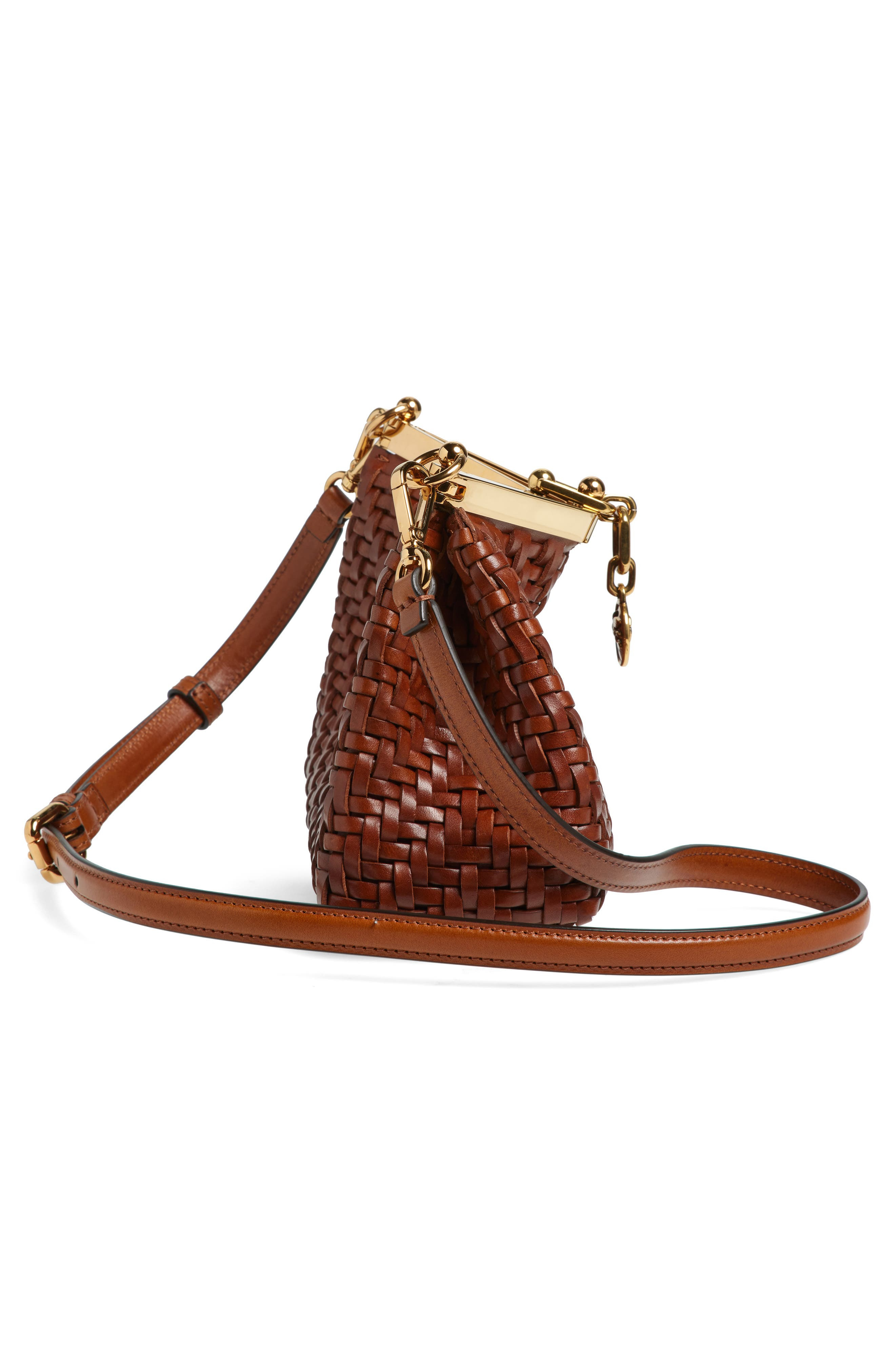 Etro Small Vela Woven Leather Shoulder Bag in M0124 Walnut at Nordstrom - 6