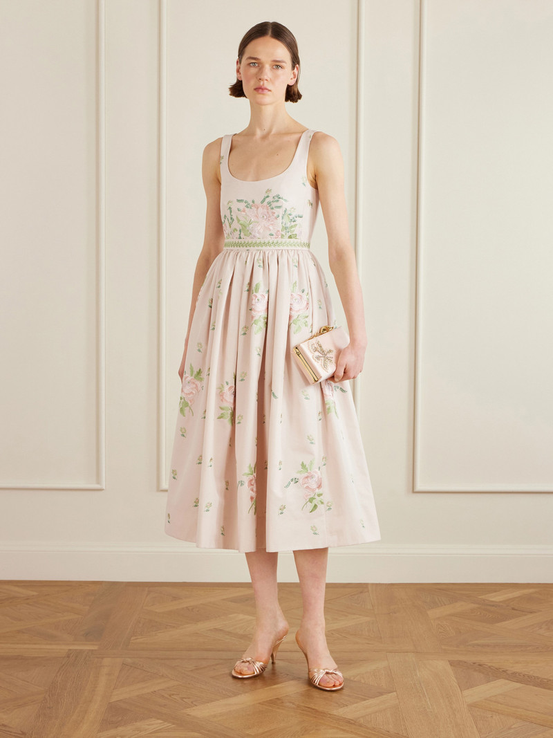 Erdem Floral-embroidered Cotton-faille Midi Dress outlook