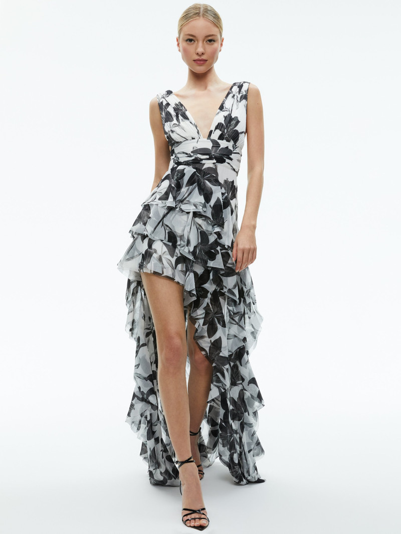 HOLLY LOW NECK ASYMMETRIC RUFFLED MAXI DRESS 2