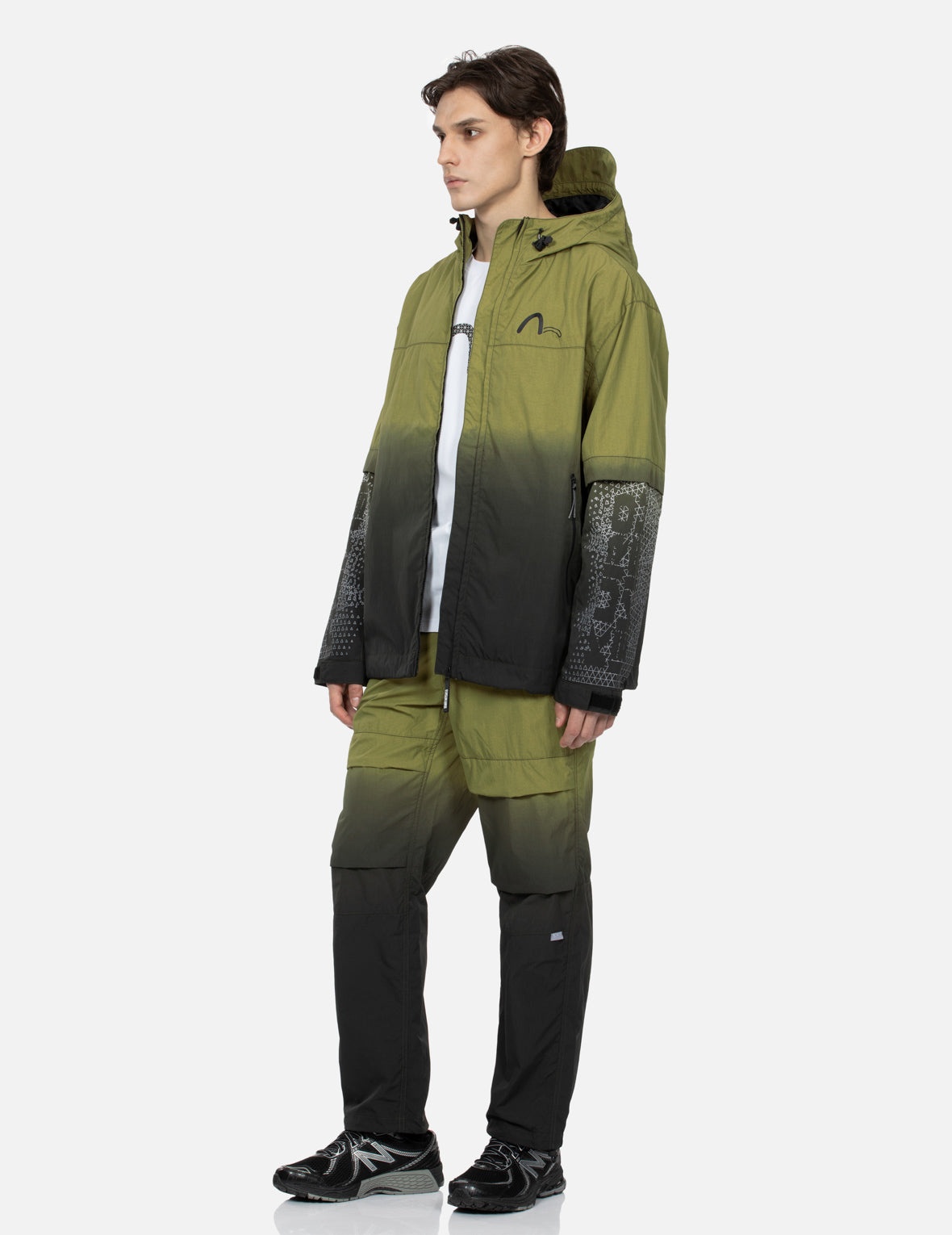 Dip Dye Double Sleeves Relax Fit Windbreaker - 4