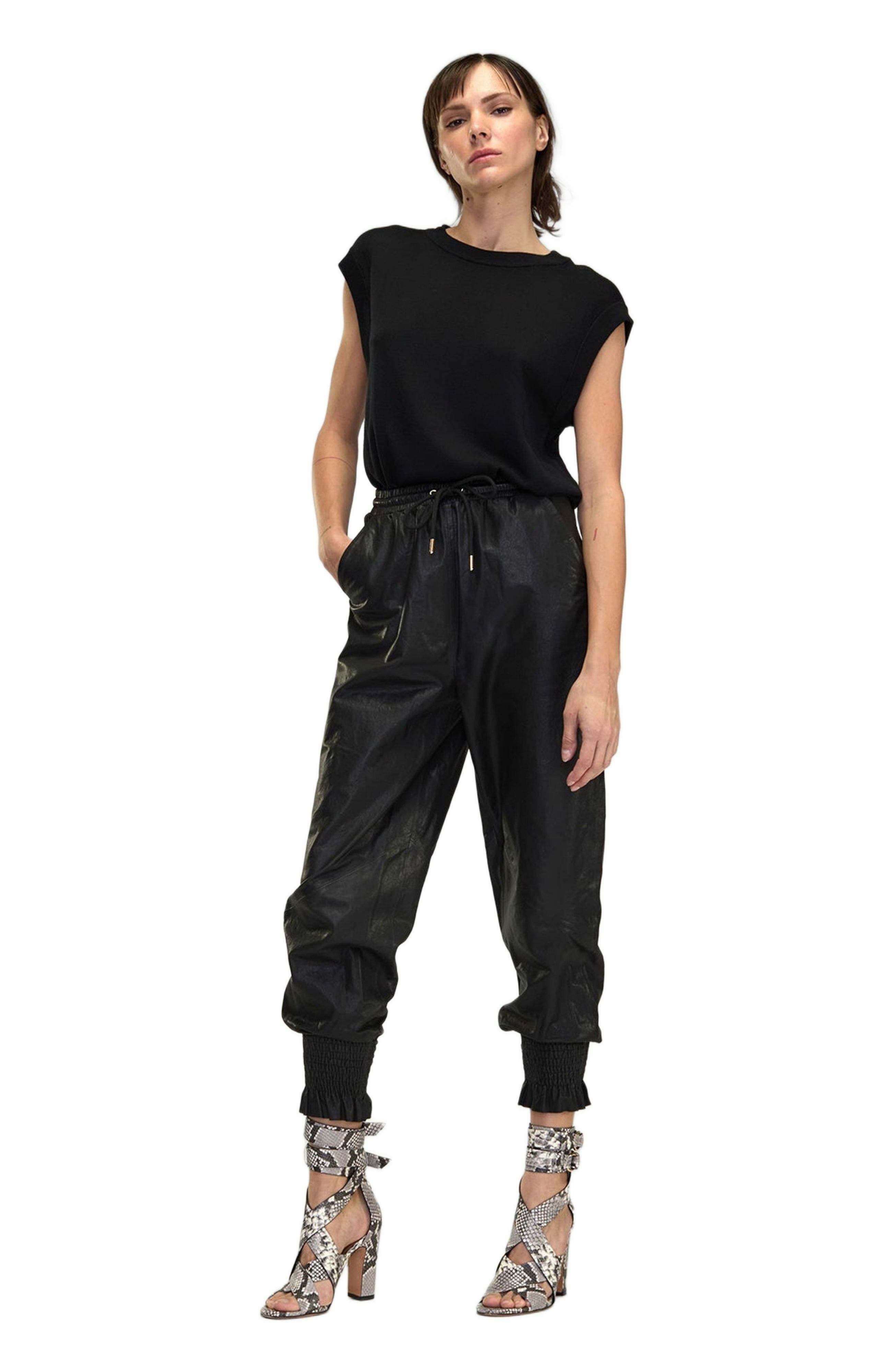 Cynthia Rowley The London Leather Jogger in Black at Nordstrom - 1