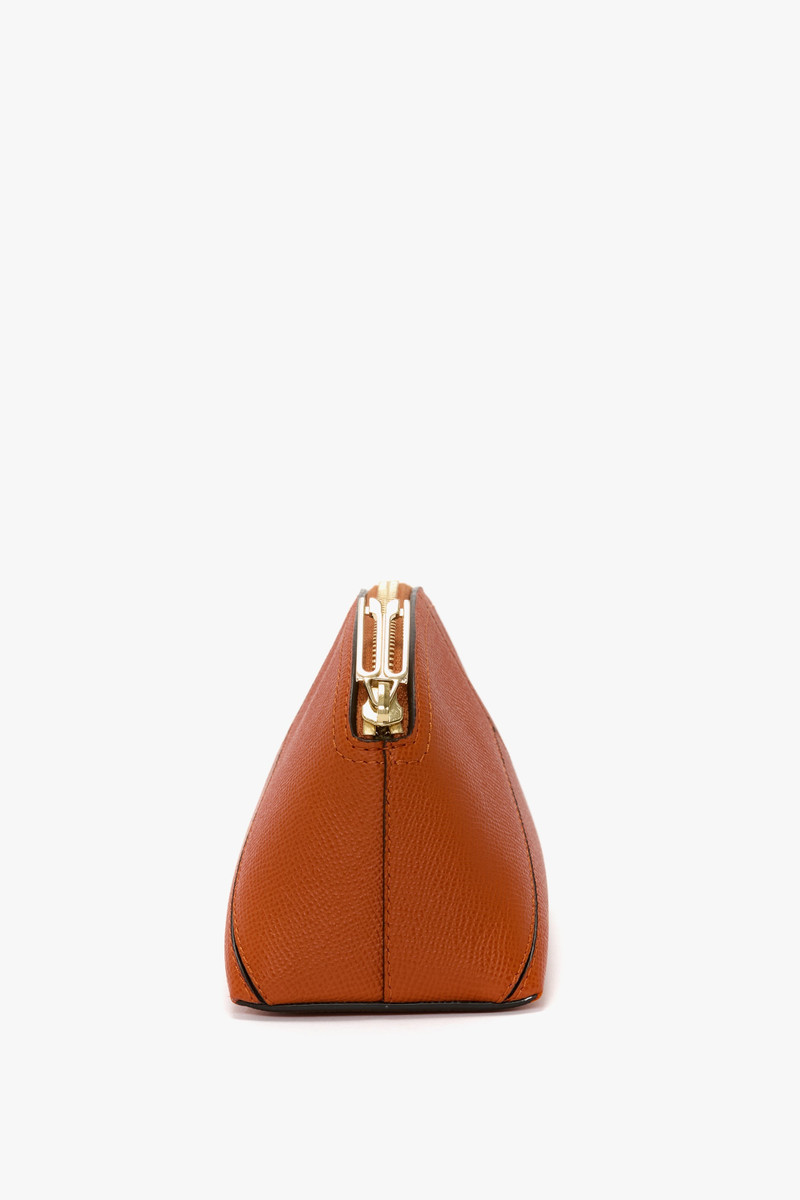 Victoria Mini Wash Bag In Burnt Orange Grained Leather 3