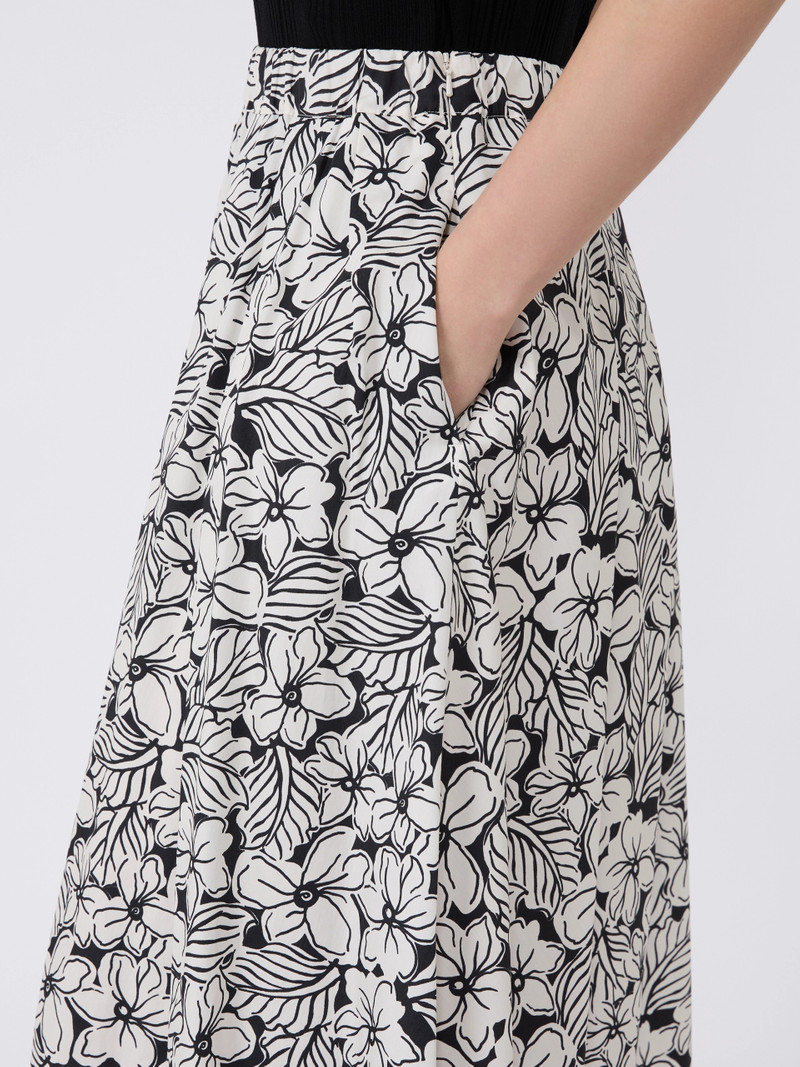 UOMO Printed poplin pleated skirt - BLACK 5