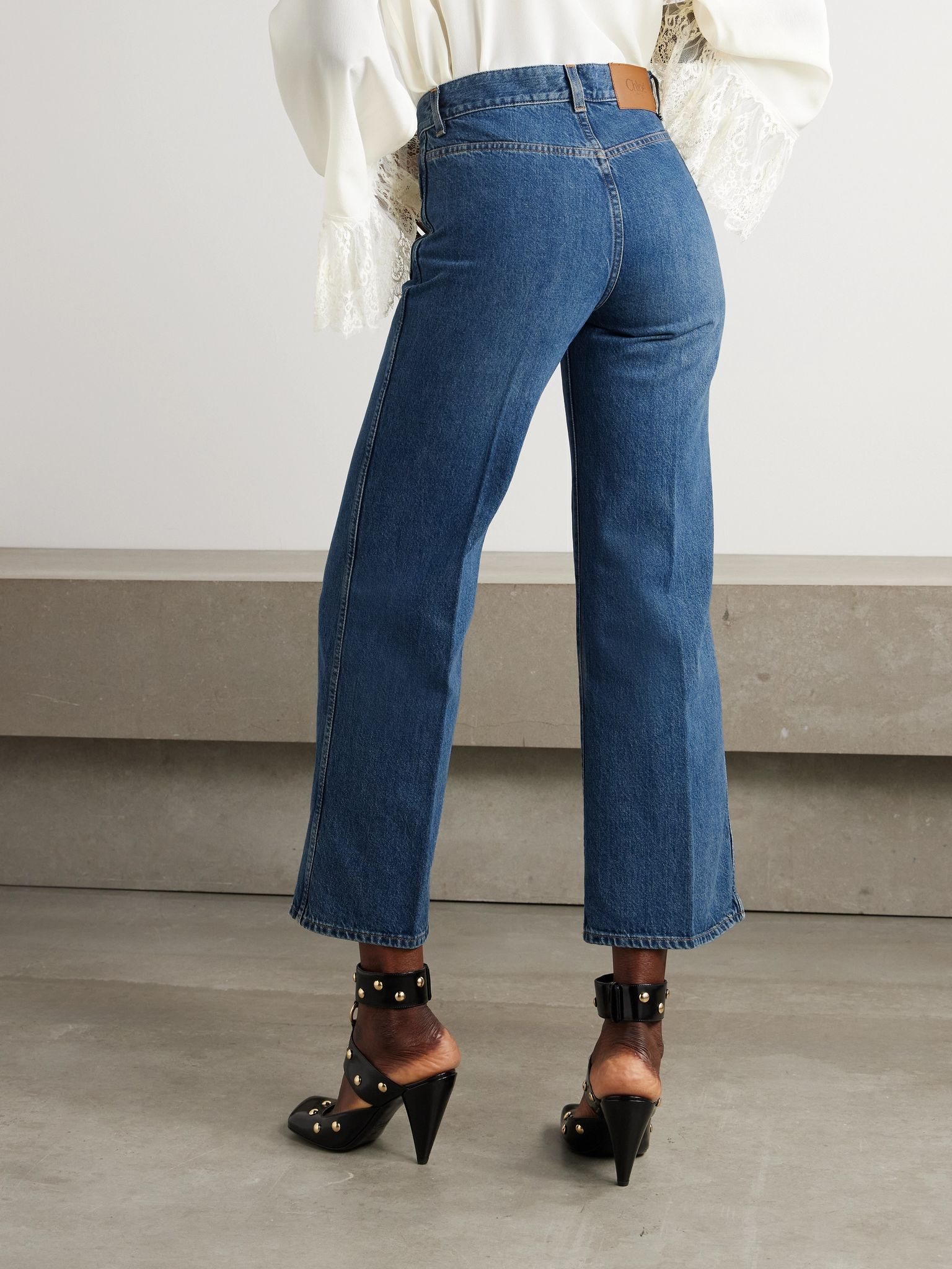 Cropped high-rise bootcut jeans Dark denim - 4