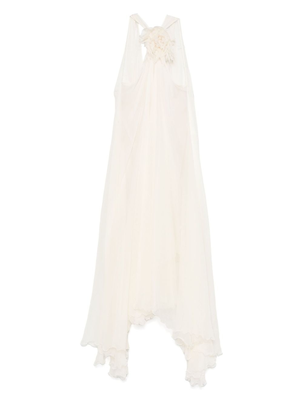 floral-appliqué silk maxi dress - 1