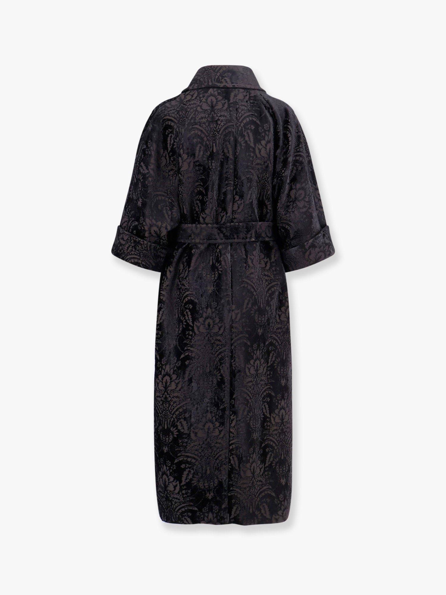 Max Mara Edolo Oversize Velvet Coat With Damask Motif - 5