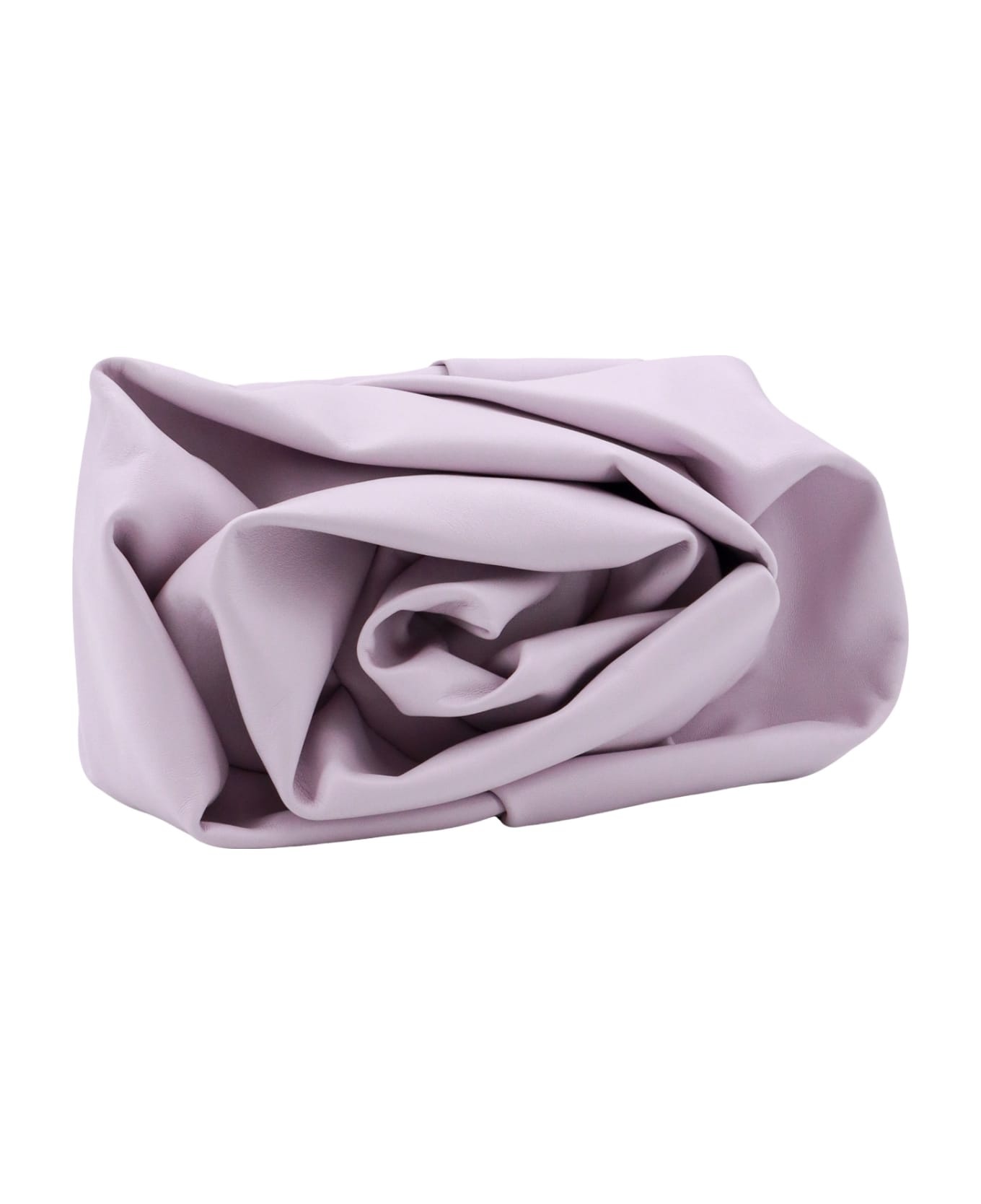 Leather Clutch With Frontal Rose - 5