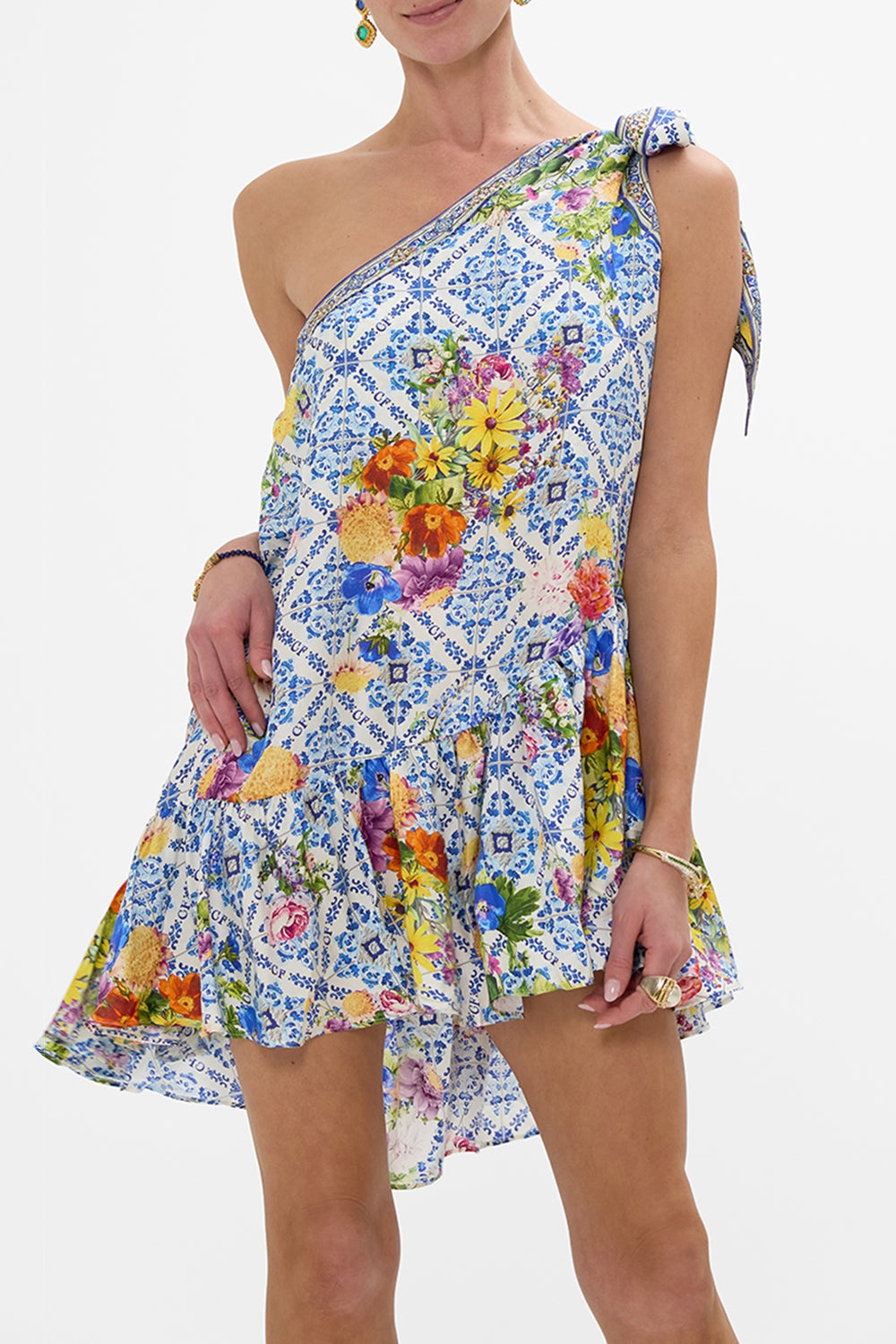 TIE ONE SHOULDER SHORT DRESS - 5